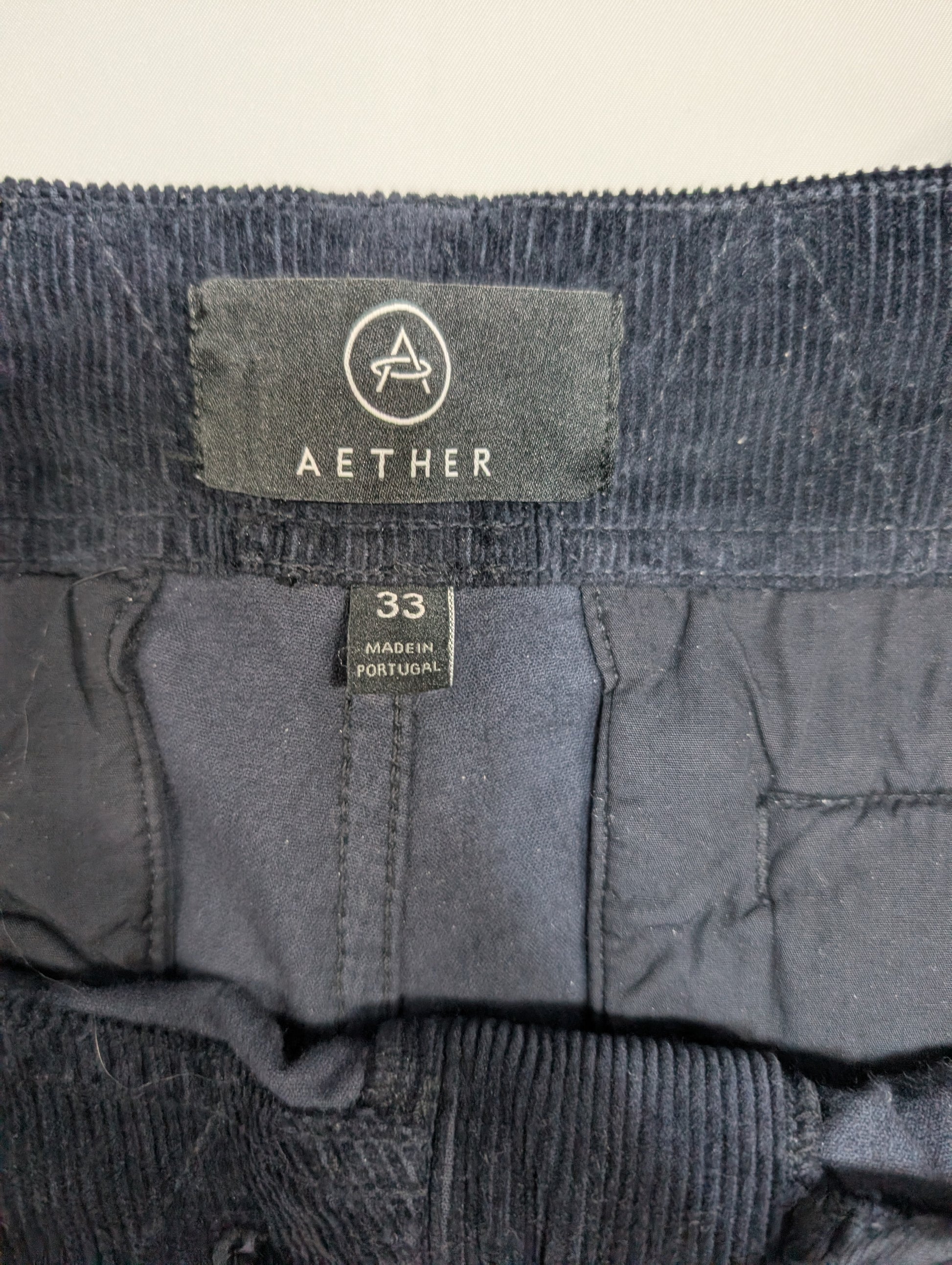 Aether Navy Corduroy Cargo Pants Size 33