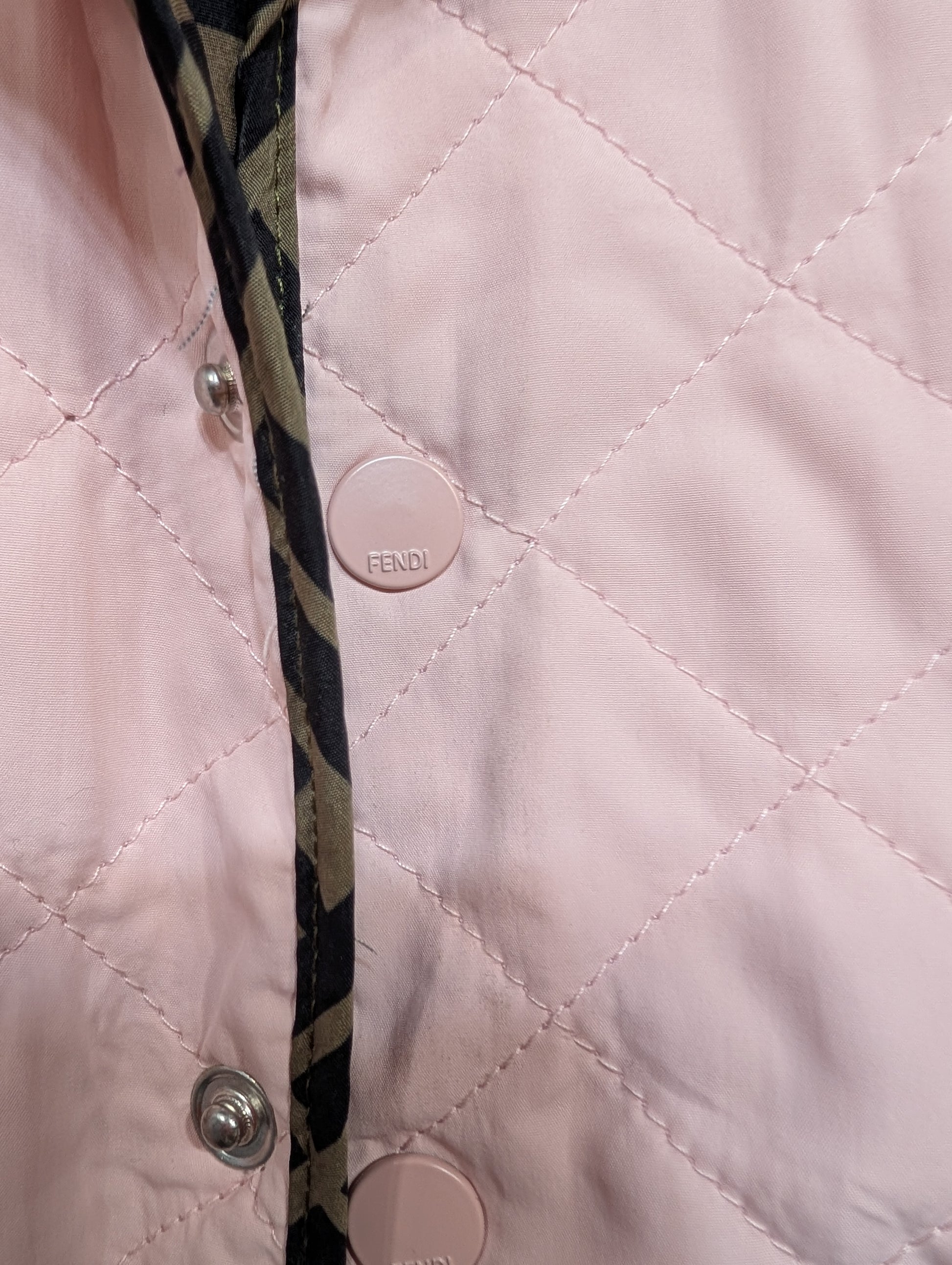 Fendi Kids Pink Quilted Jacket, Size 4A