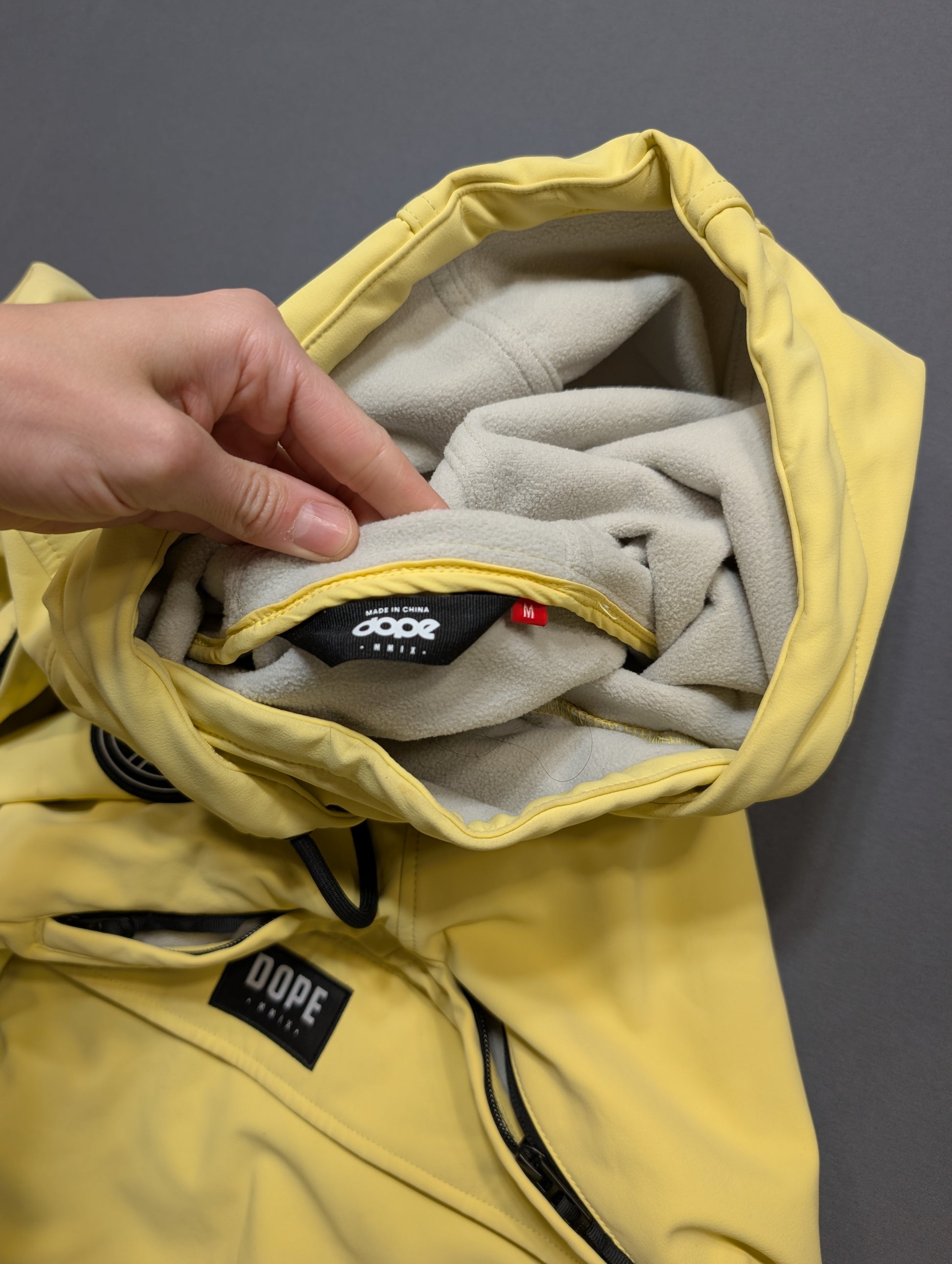 Dope Snow yellow hooded anorak jacket, size Medium