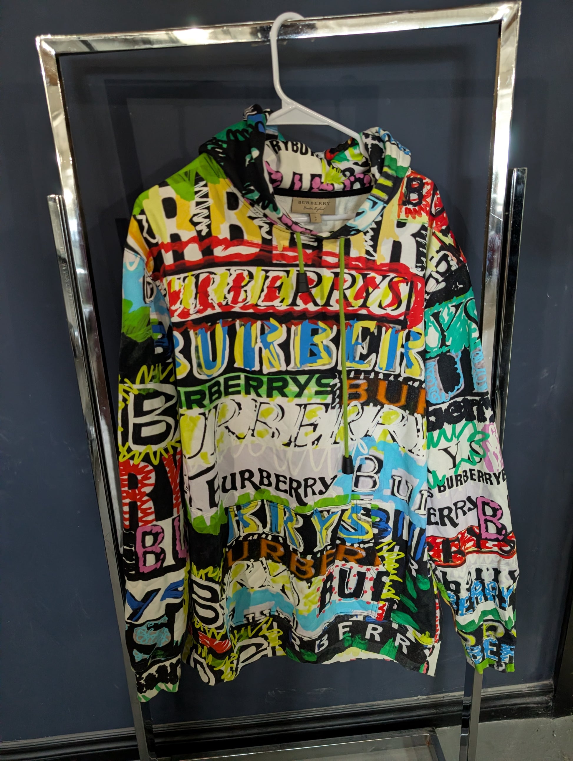 Burberry Multicolor Logo Print Hoodie, Size SP