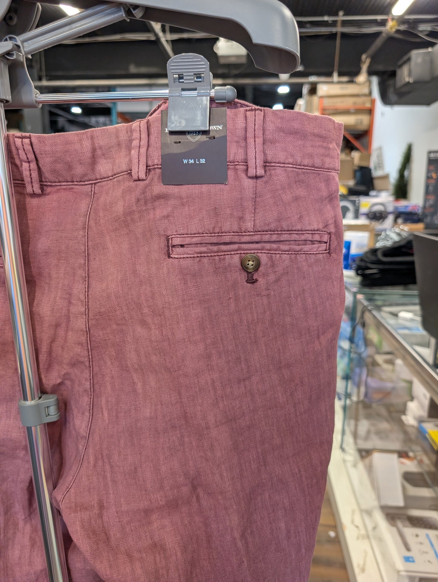 Black Brown 1826 Men's Pink Trousers W34 L32