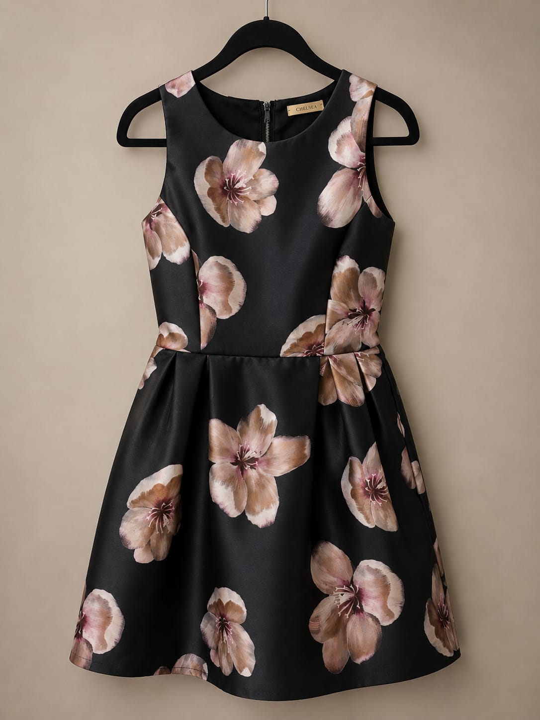 Chelsea Black Floral Sleeveless Dress