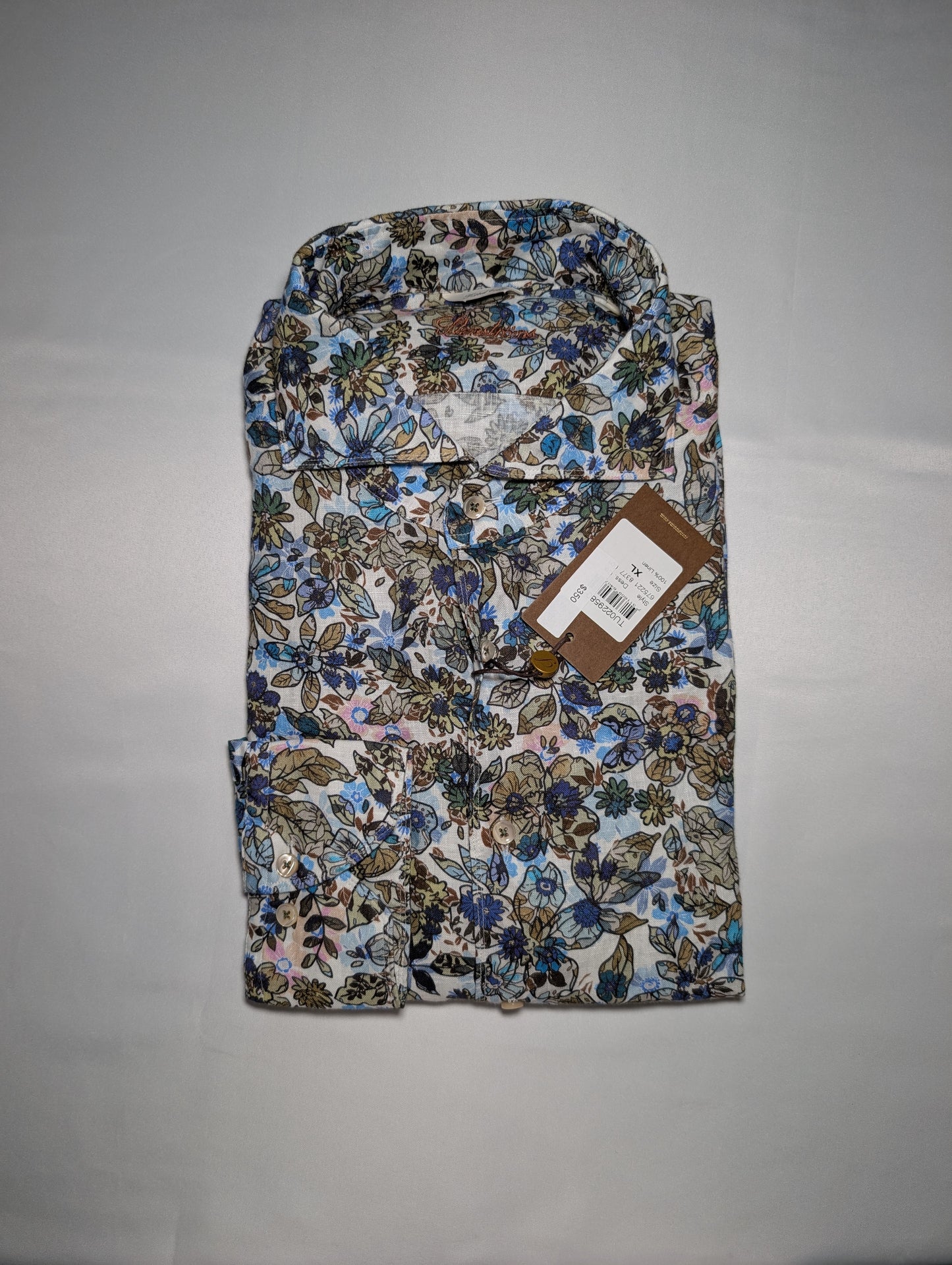 Stenströms Linen Fitted Body Floral Shirt - Like New