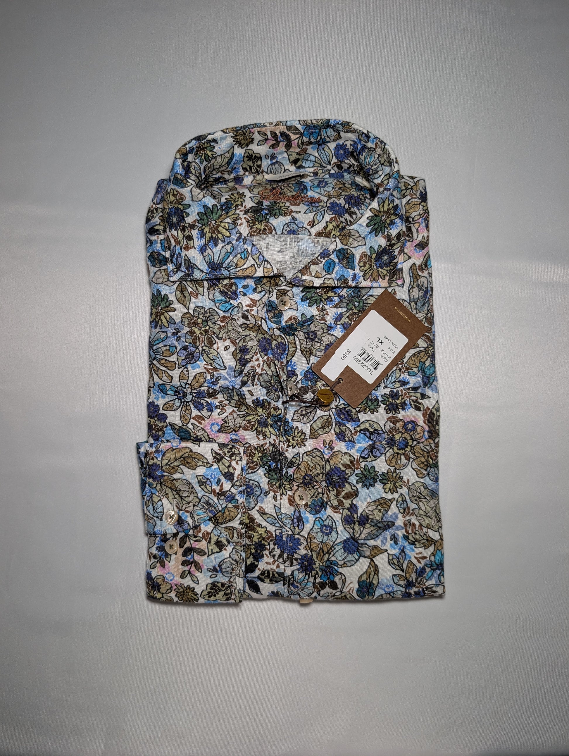 Stenströms Linen Fitted Body Floral Shirt - Like New