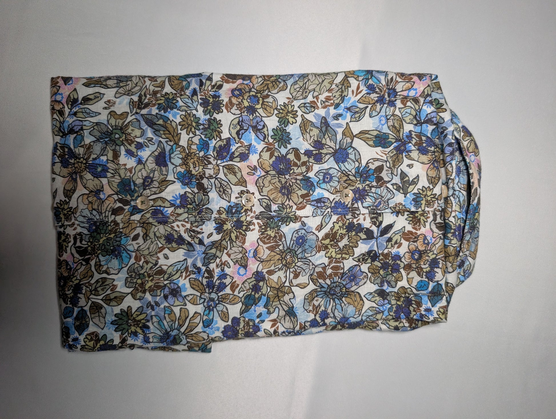 Stenströms Linen Fitted Body Floral Shirt - Like New