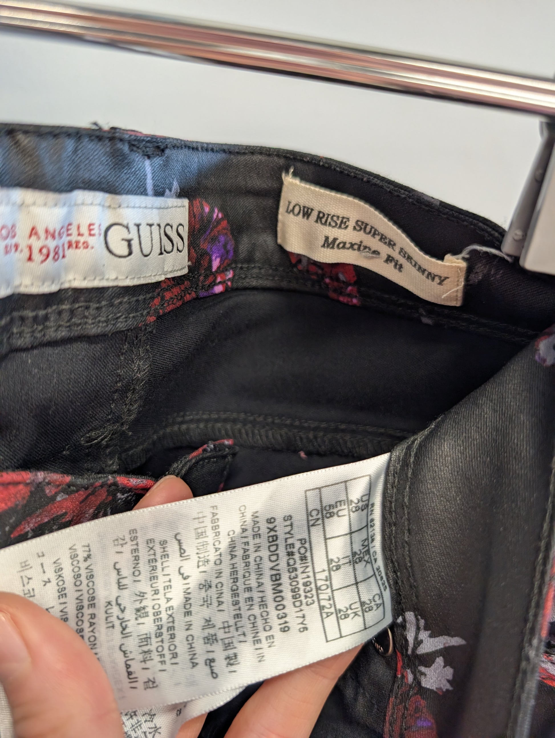 Guess Low Rise Super Skinny Floral Jeans