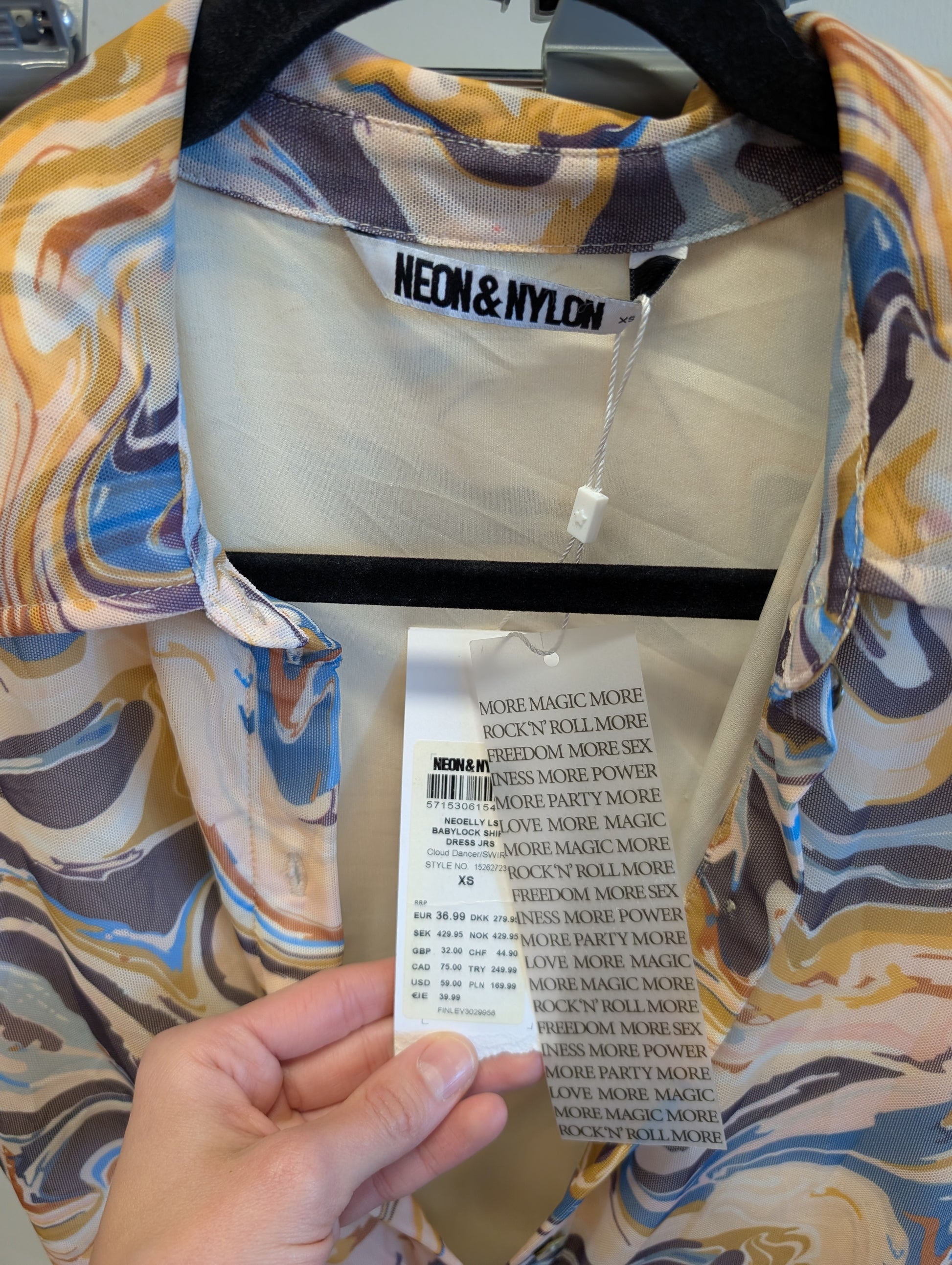 Neon & Nylon Swirl Print Button-Up Dress