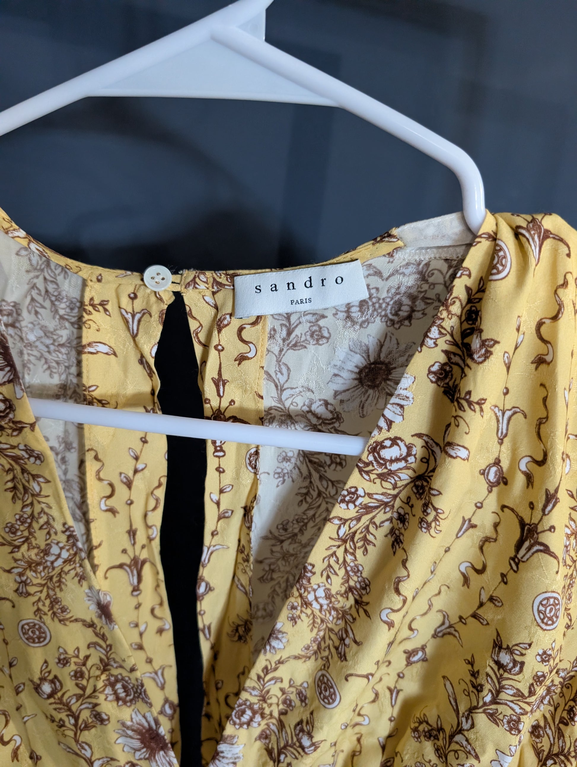 Sandro Paris Yellow Floral Midi Dress