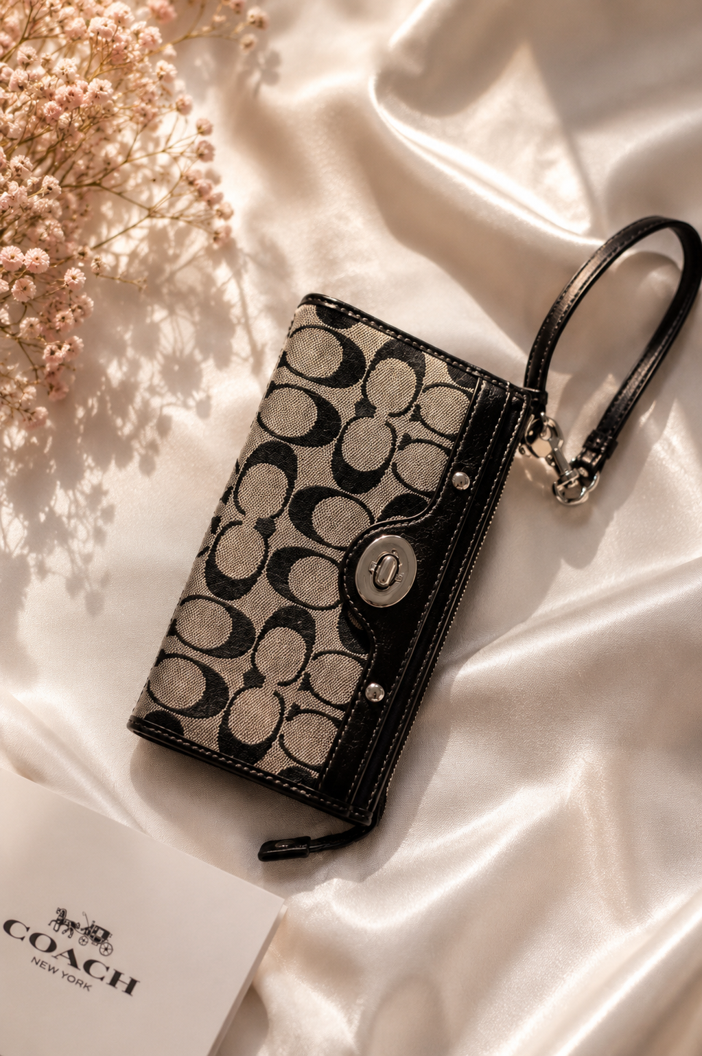 Coach Signature Canvas and Leather Wristlet Wallet