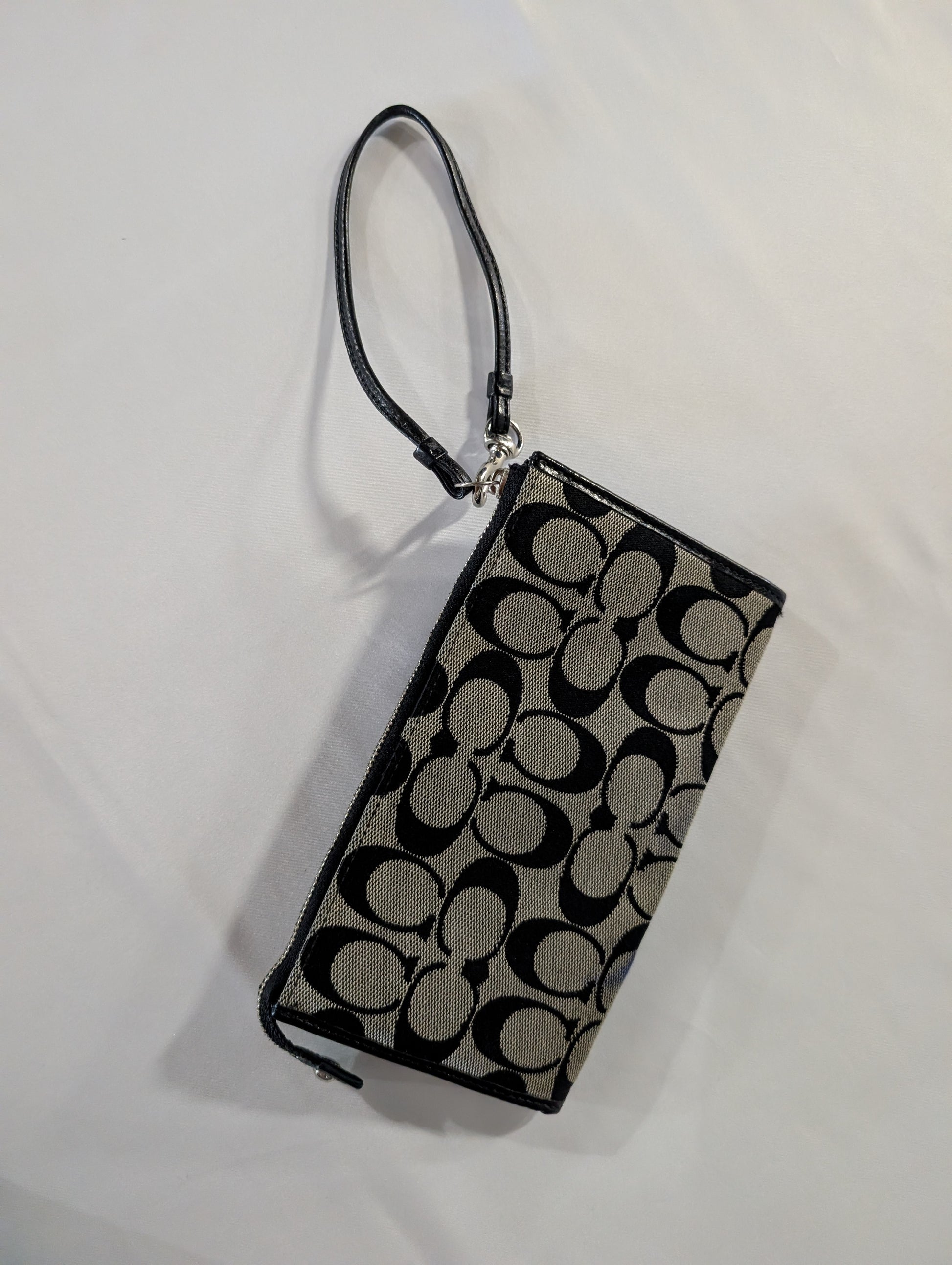 Coach Signature Canvas and Leather Wristlet Wallet