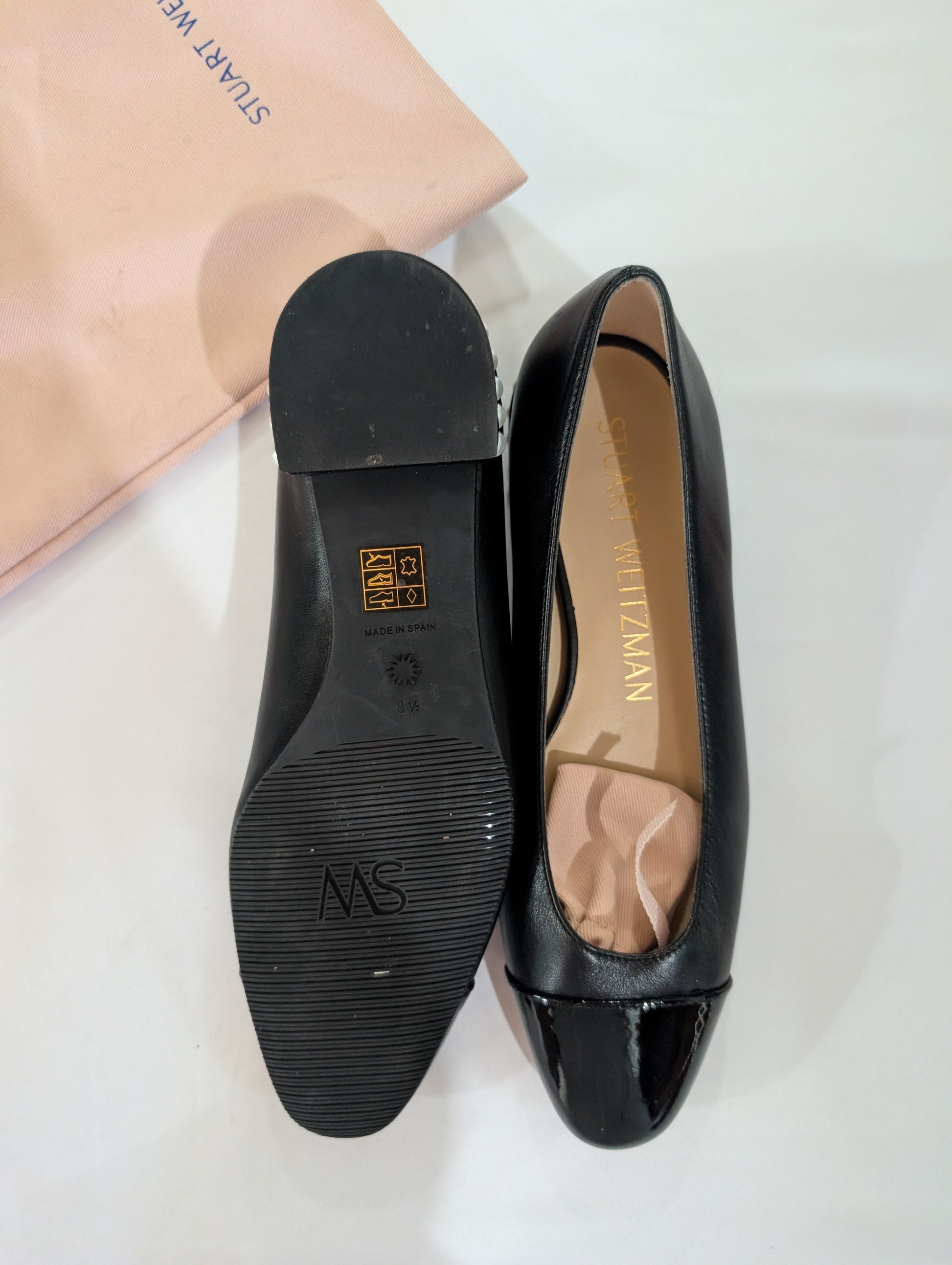 Stuart Weitzman Black Pearl Heel Leather Pumps – Like New