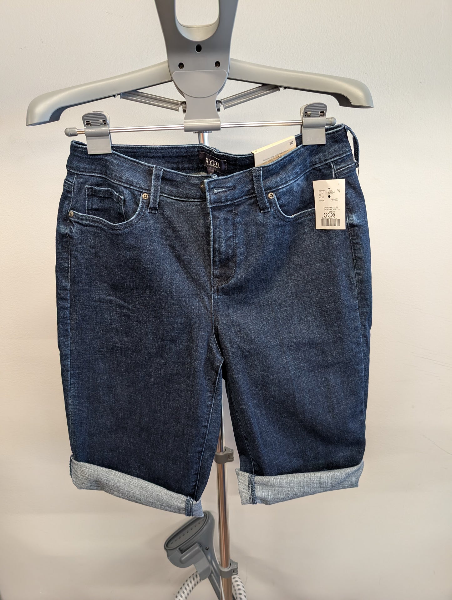 NYDJ Dark Blue Denim Bermuda Shorts, Size 10