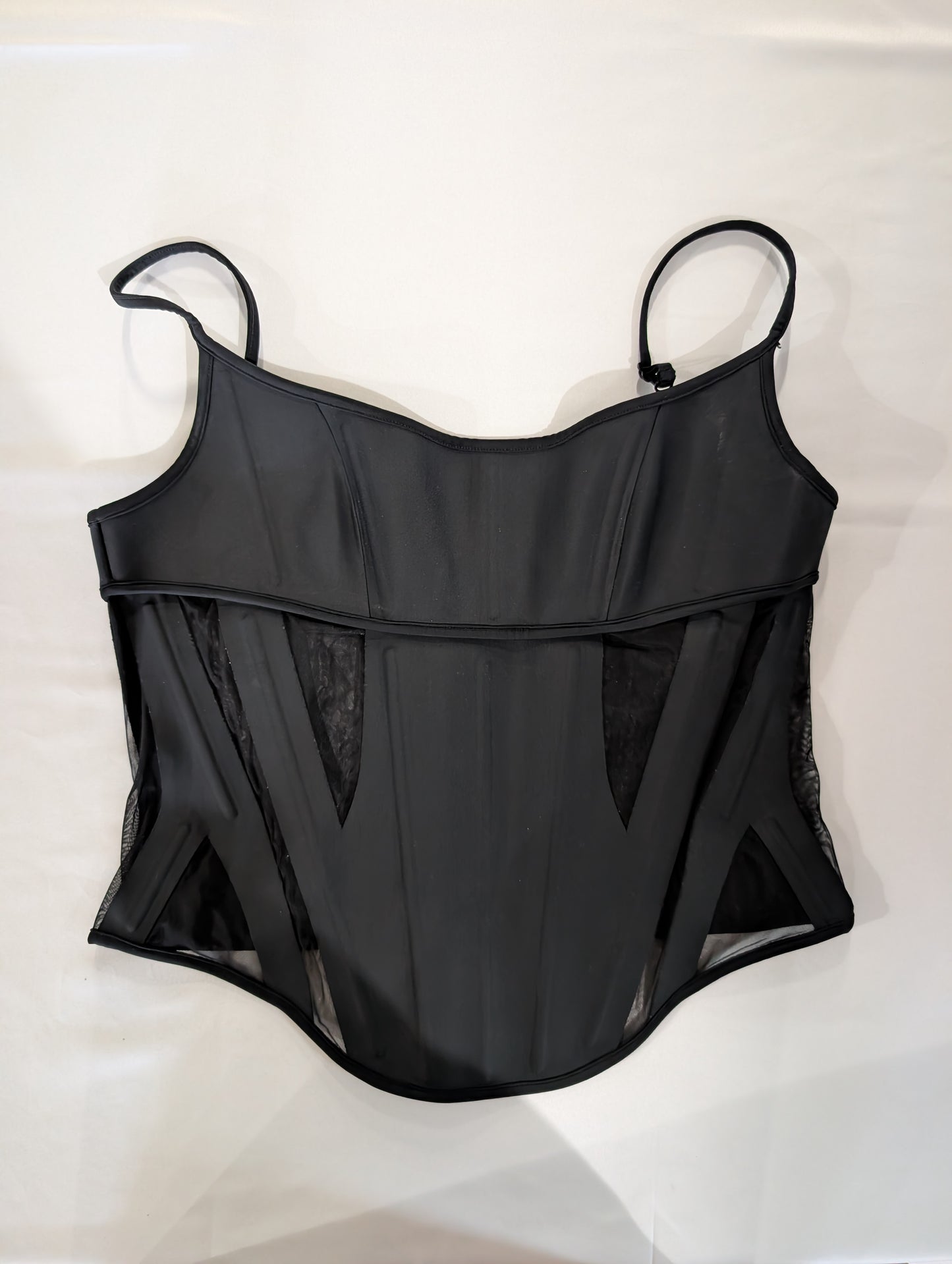 Mugler x H&M Black Mesh Corset Top with Adjustable Straps