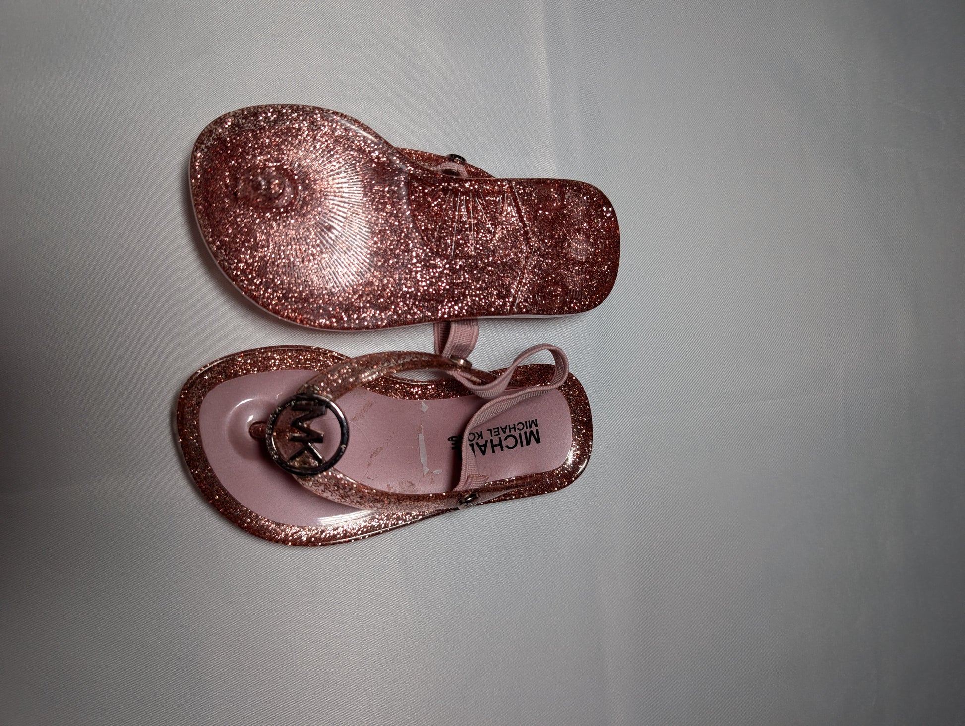 Michael Michael Kors Pink Glitter Jelly Sandals (Kids)