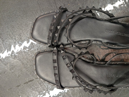 Black strappy studded sandals