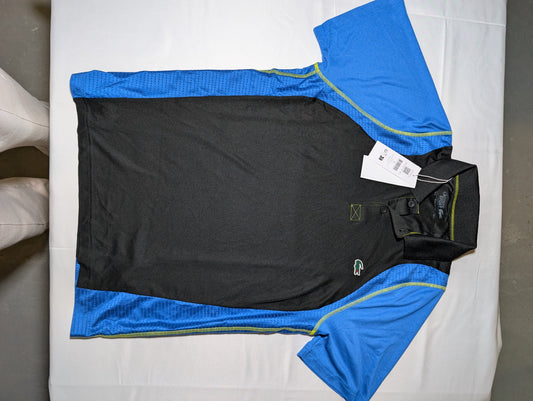 Lacoste Sport men's polo shirt, blue and black, size L