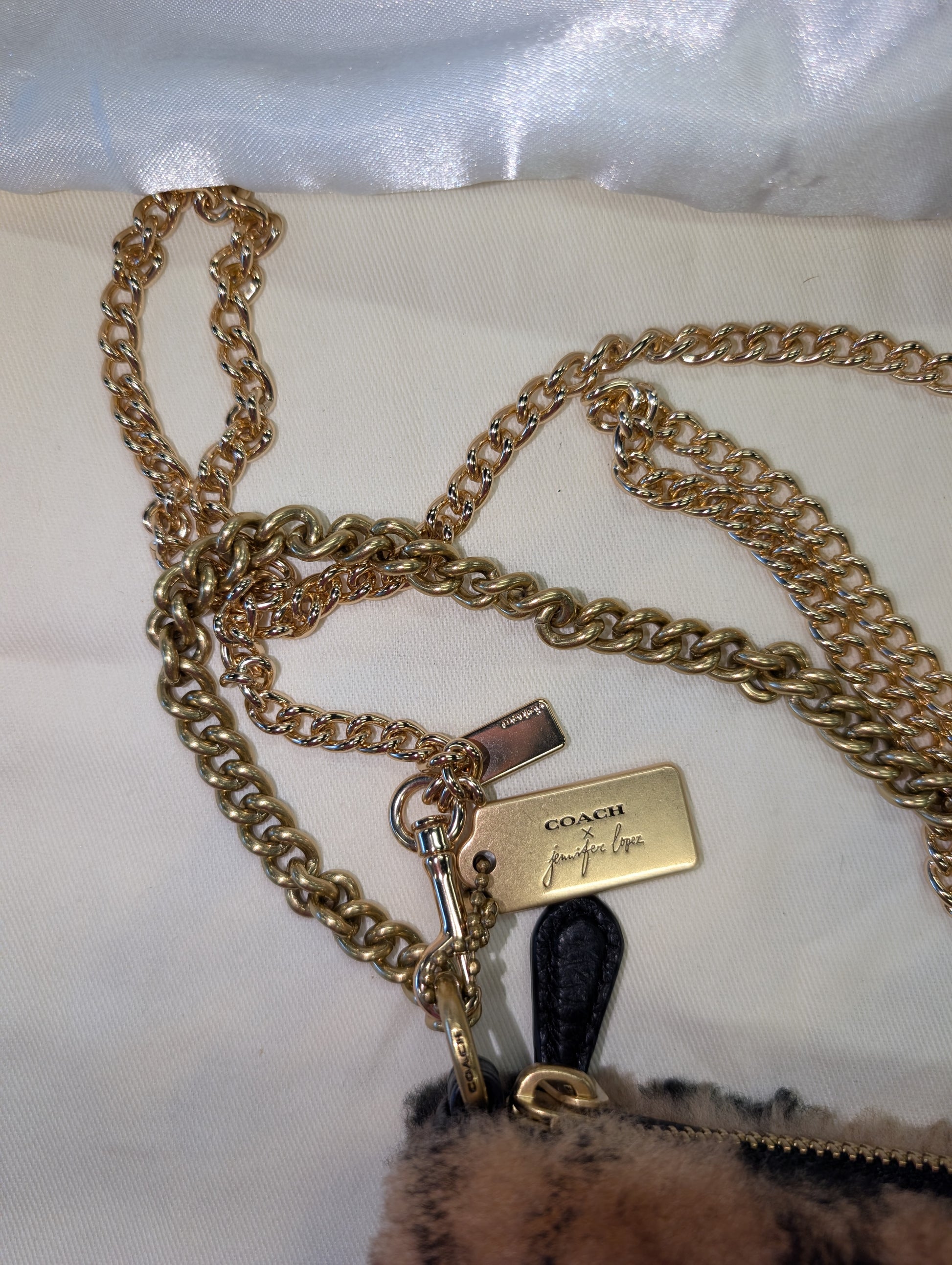 Coach shearling logo chain bag with dust bag