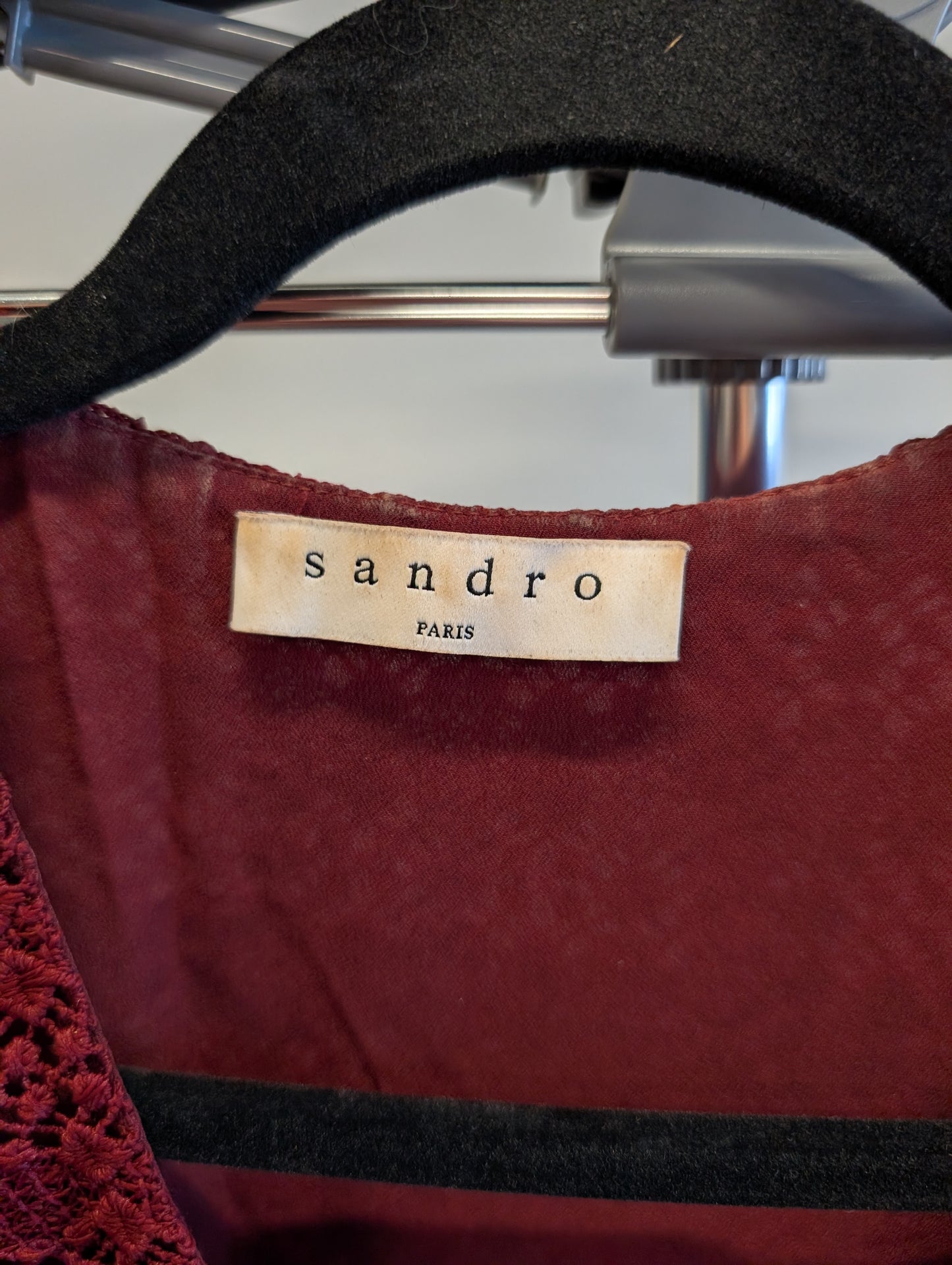 Sandro Paris Burgundy Lace Dress
