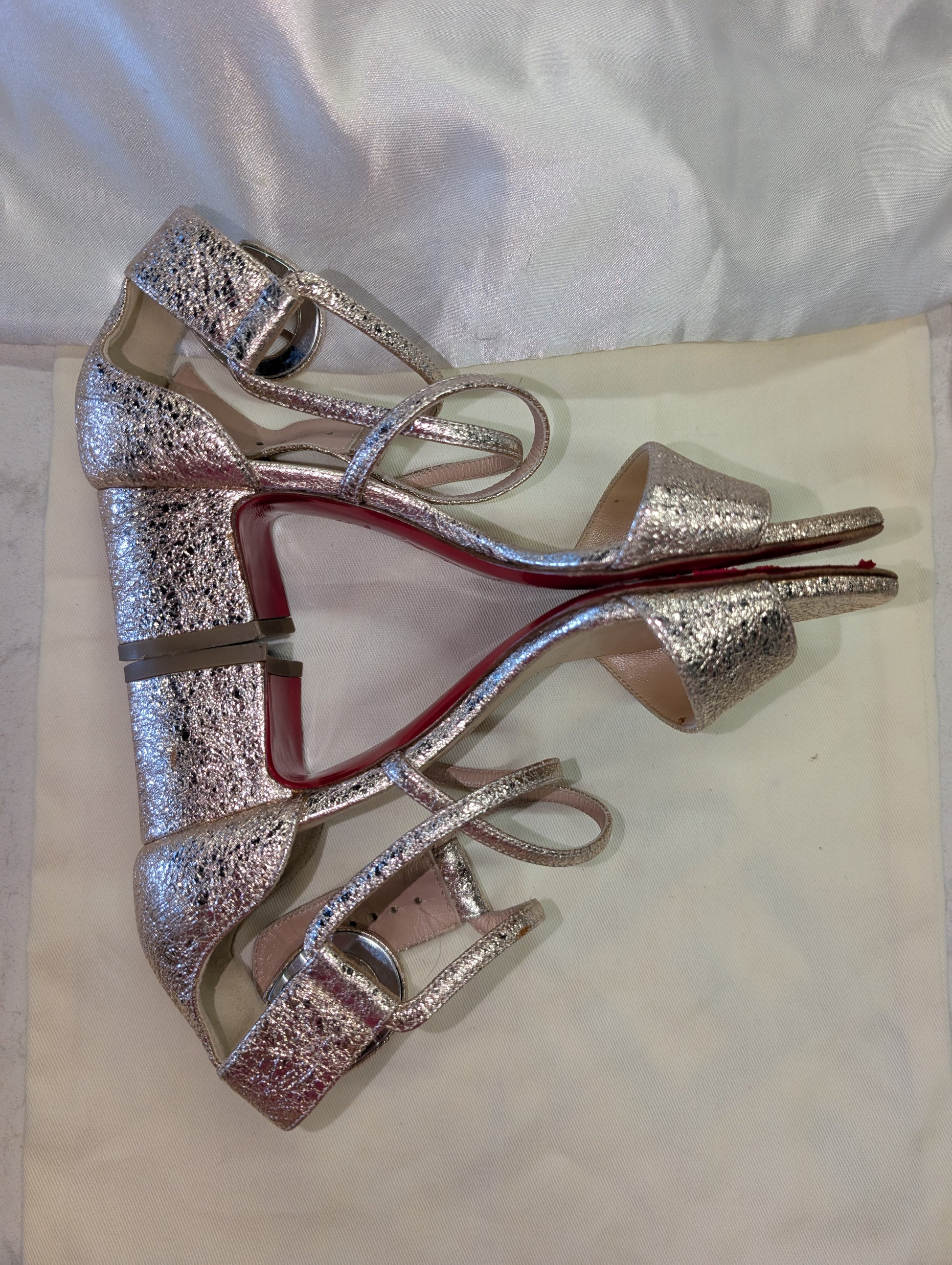 Christian Louboutin gold glitter block heel sandals