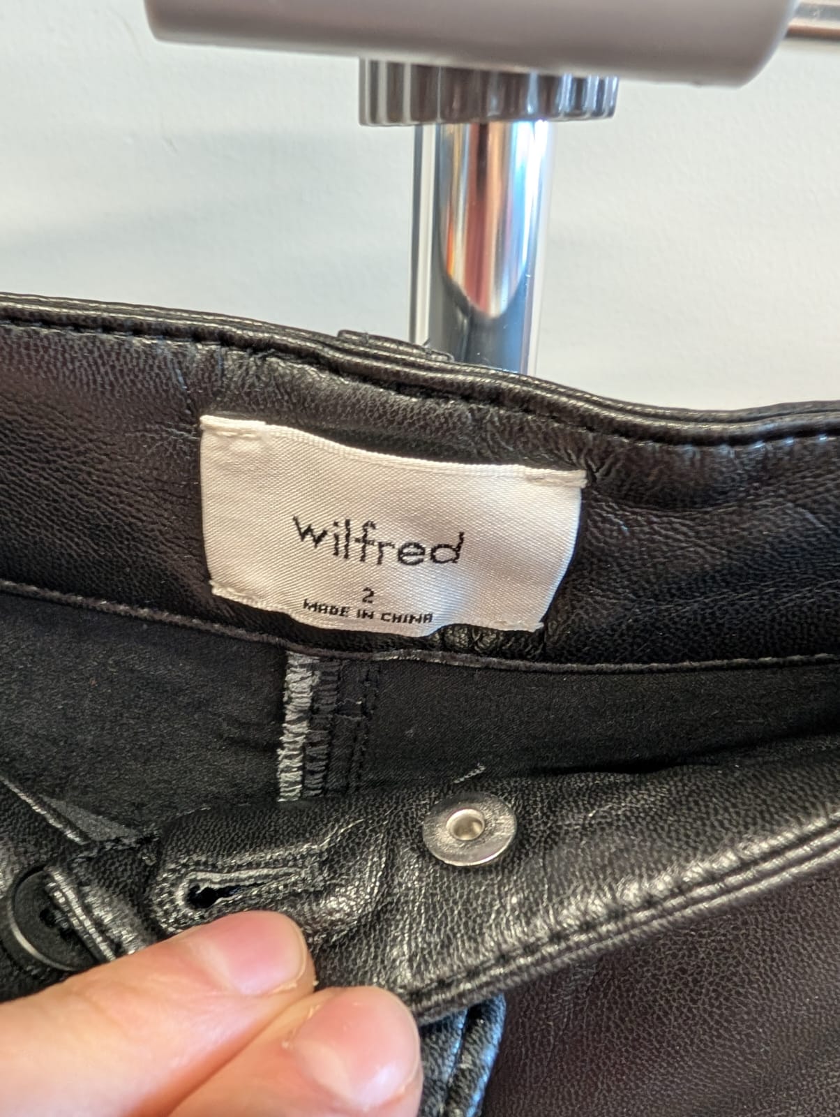 Wilfred Black Vegan Leather Pants, Size 2