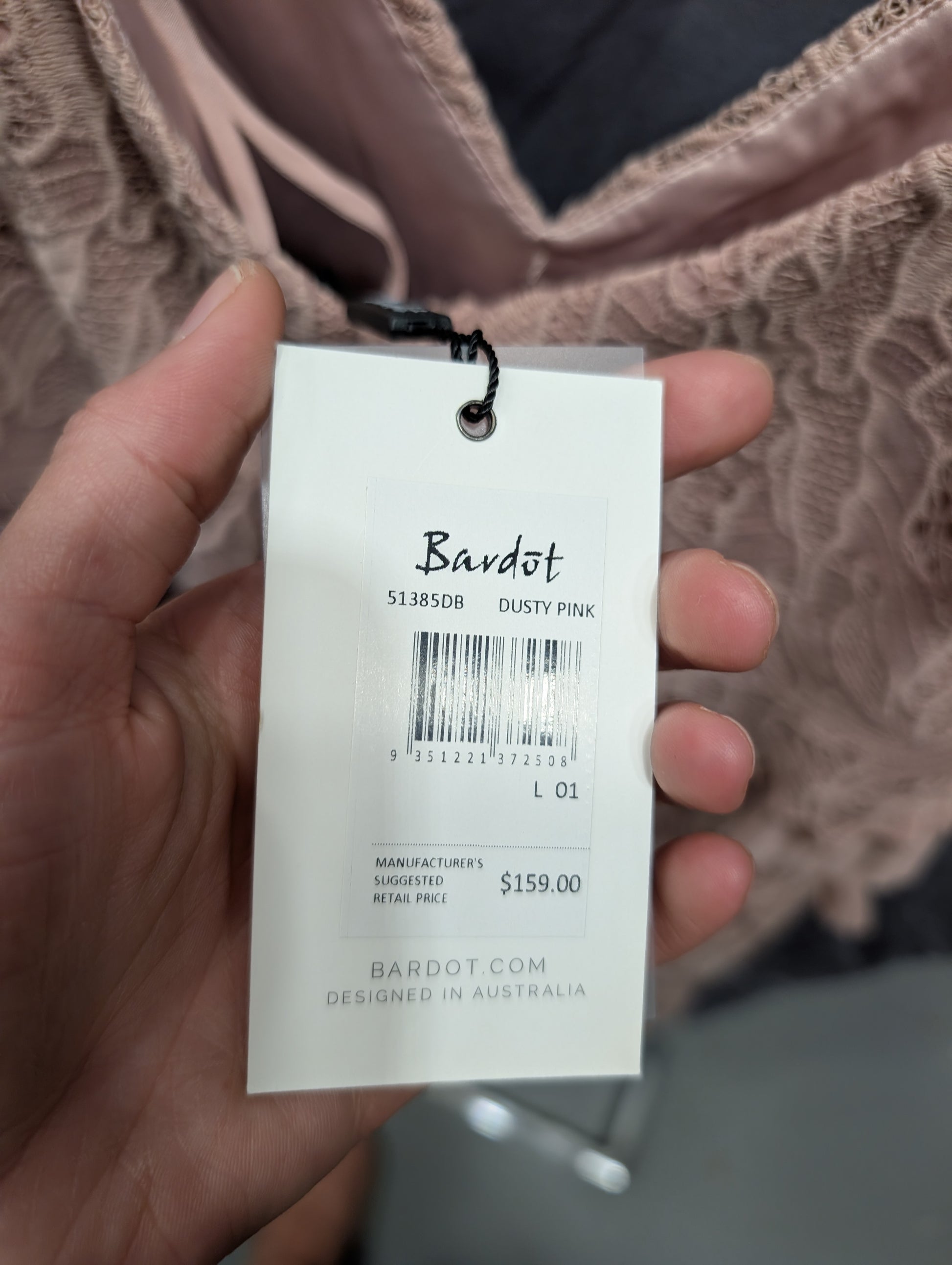 Bardot Dusty Pink Lace Tiered Dress - New with Tags