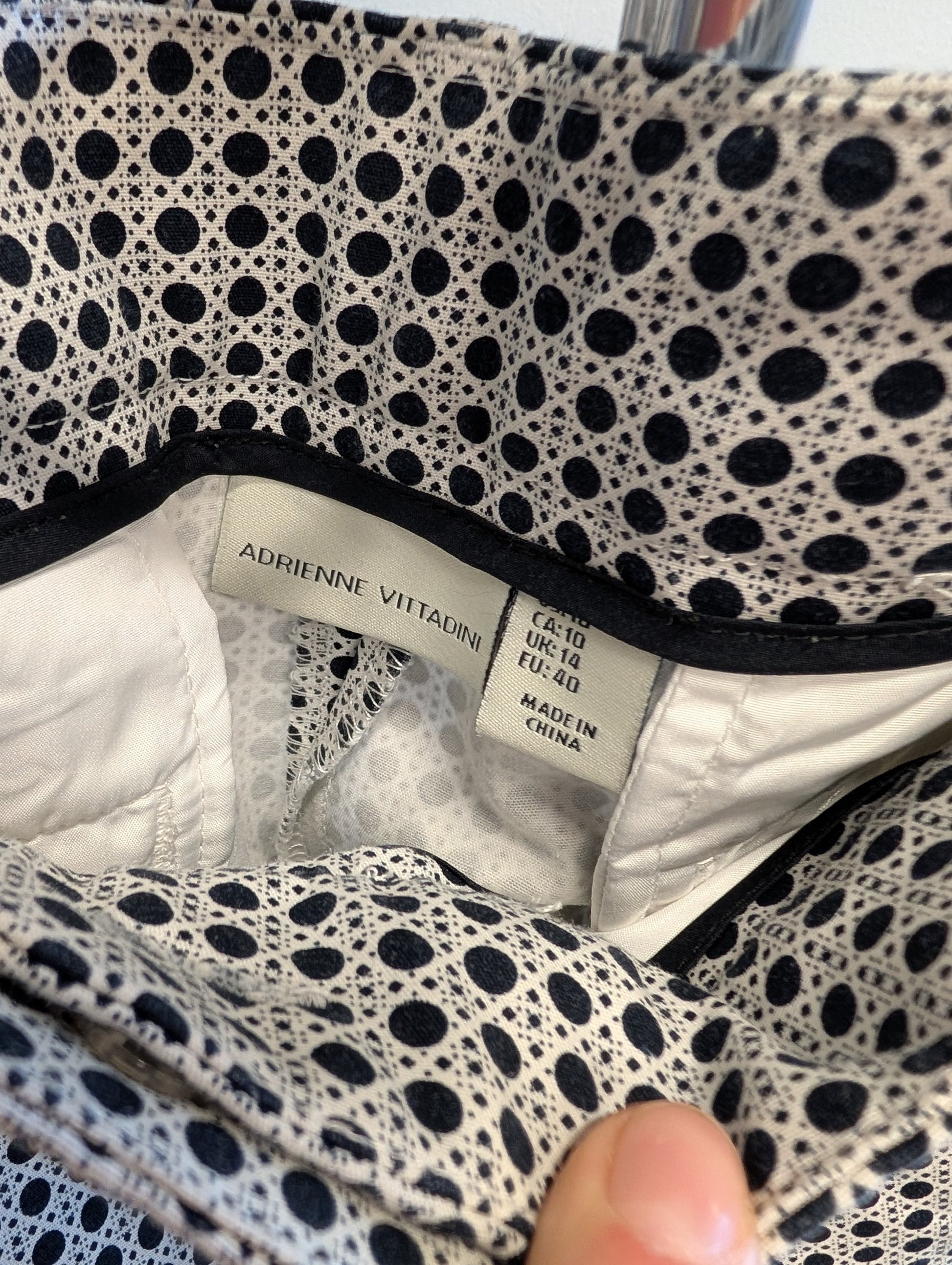 Adrienne Vittadini Black and White Polka Dot Trousers - UK 14