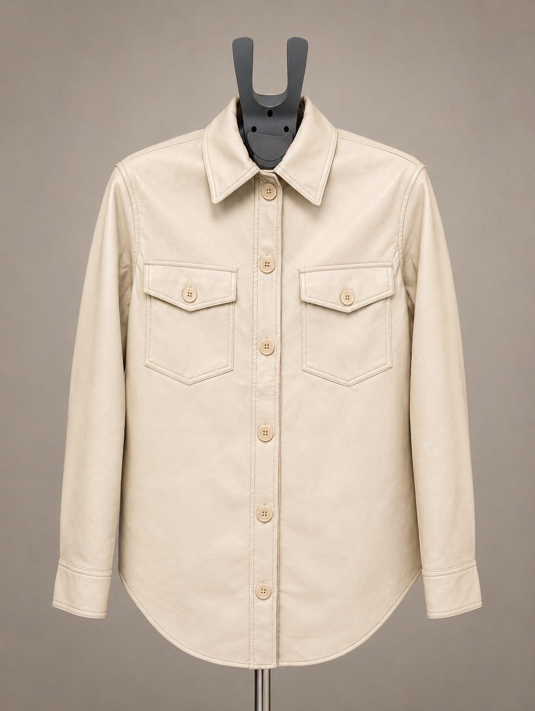 Wilfred Faux Leather Shirt Jacket 2XS - Cream