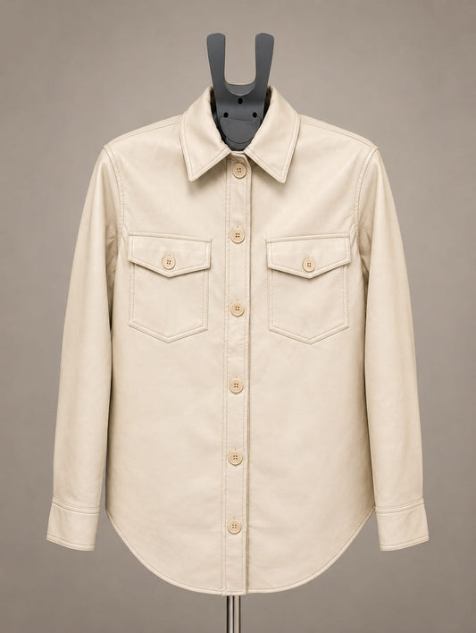 Wilfred Faux Leather Shirt Jacket 2XS - Cream