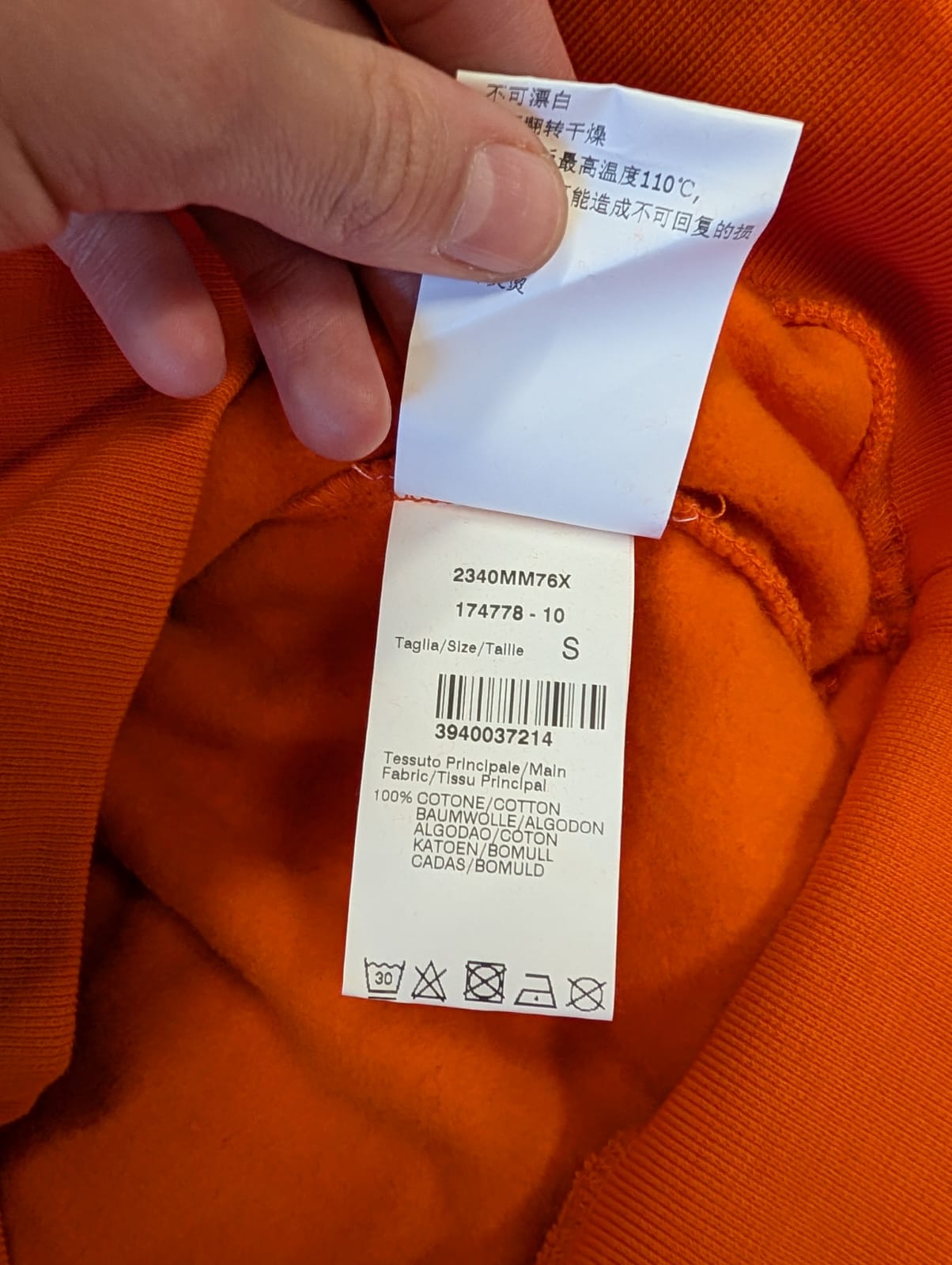 MSGM Milano Orange Hoodie, Size S - Like New