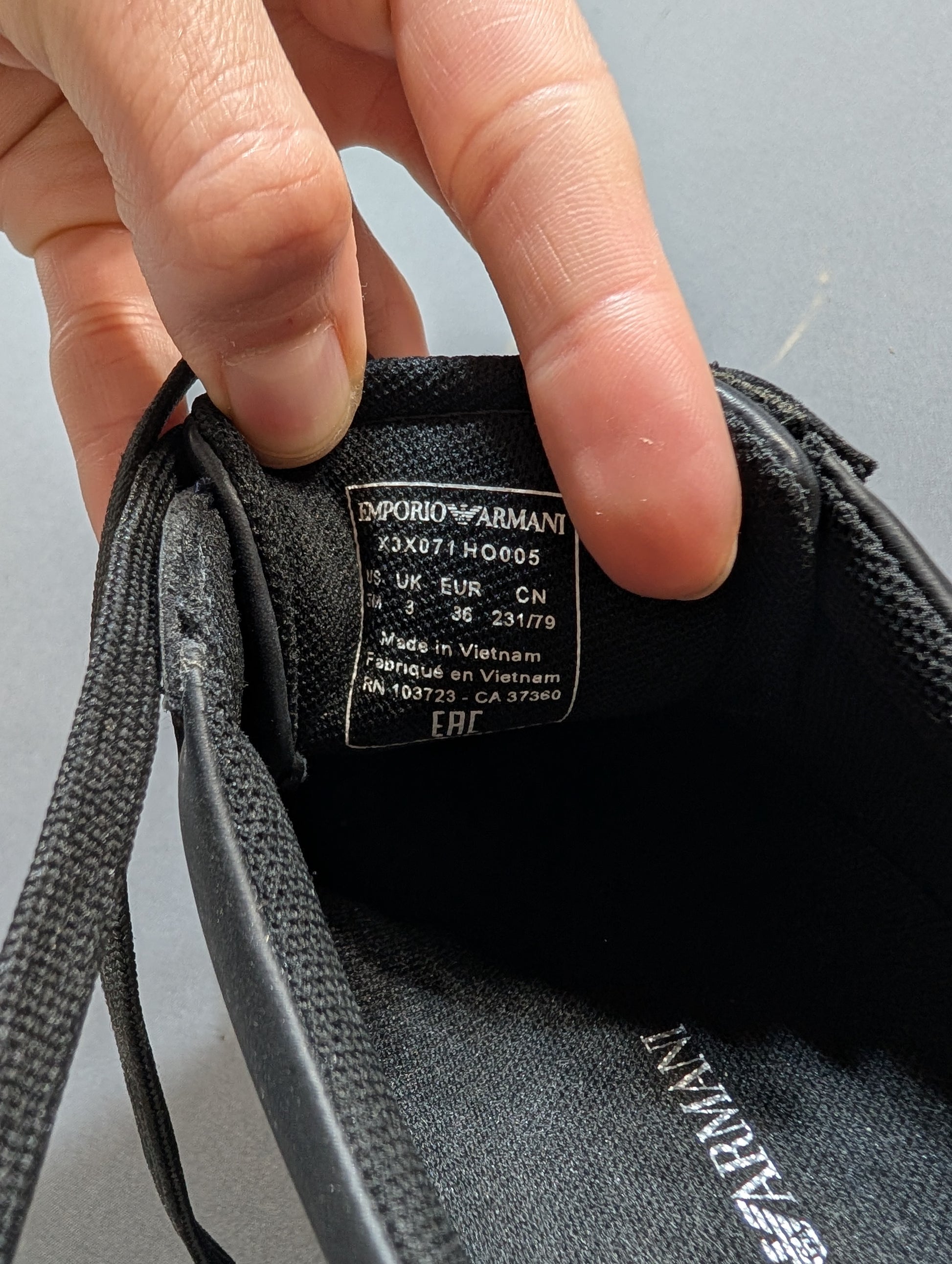 Emporio Armani black sneakers size 36