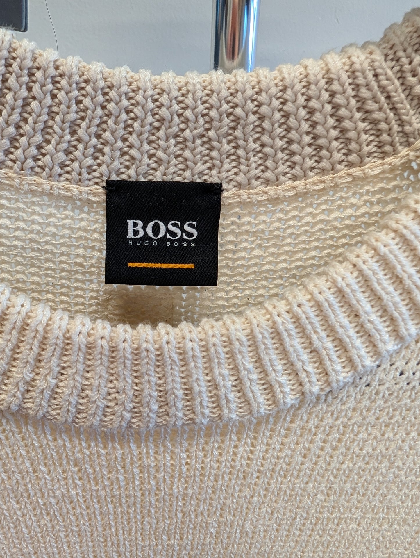 Boss Hugo Boss Men's Cream Knit Sweater - Size M