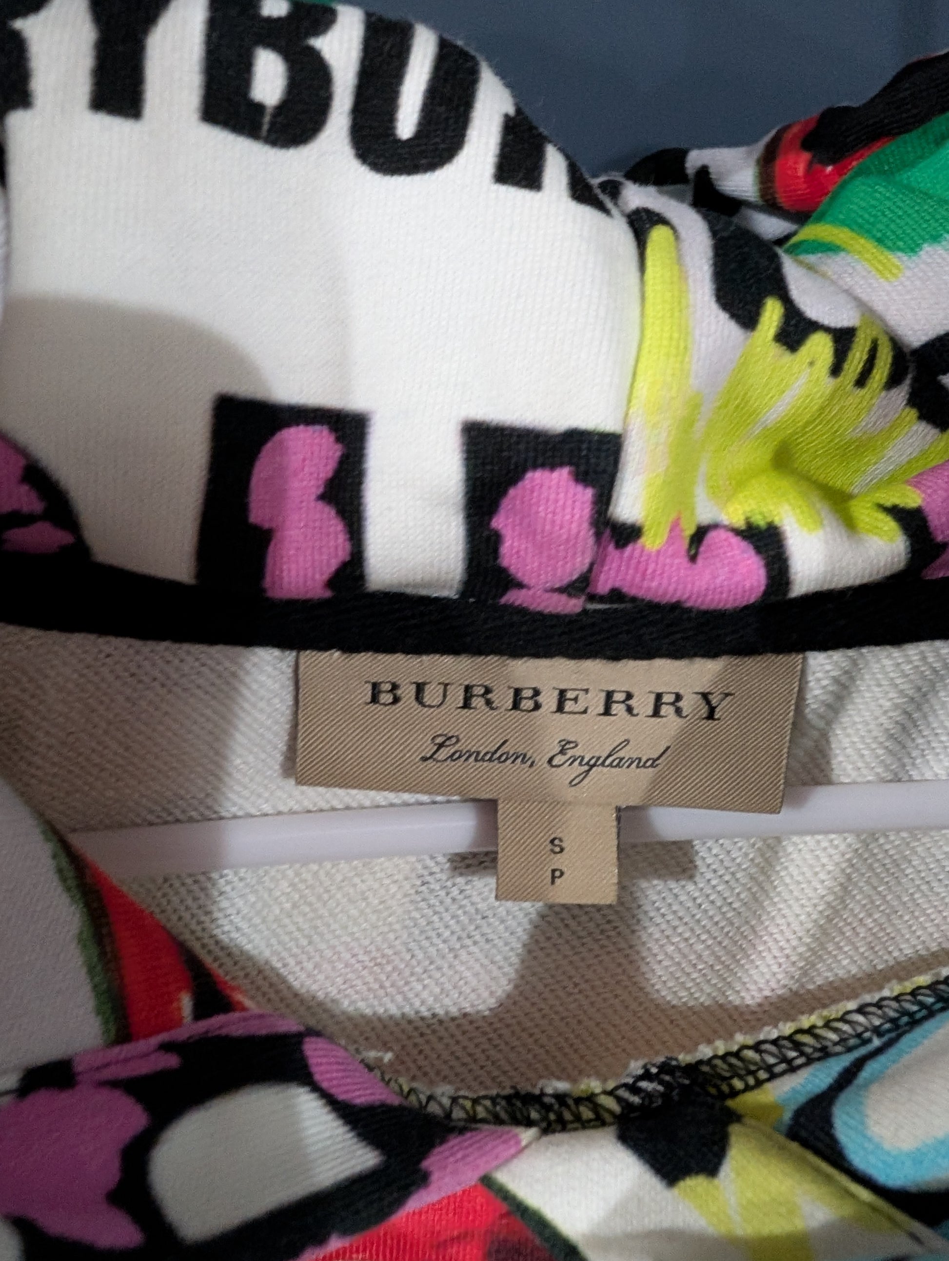 Burberry Multicolor Logo Print Hoodie, Size SP