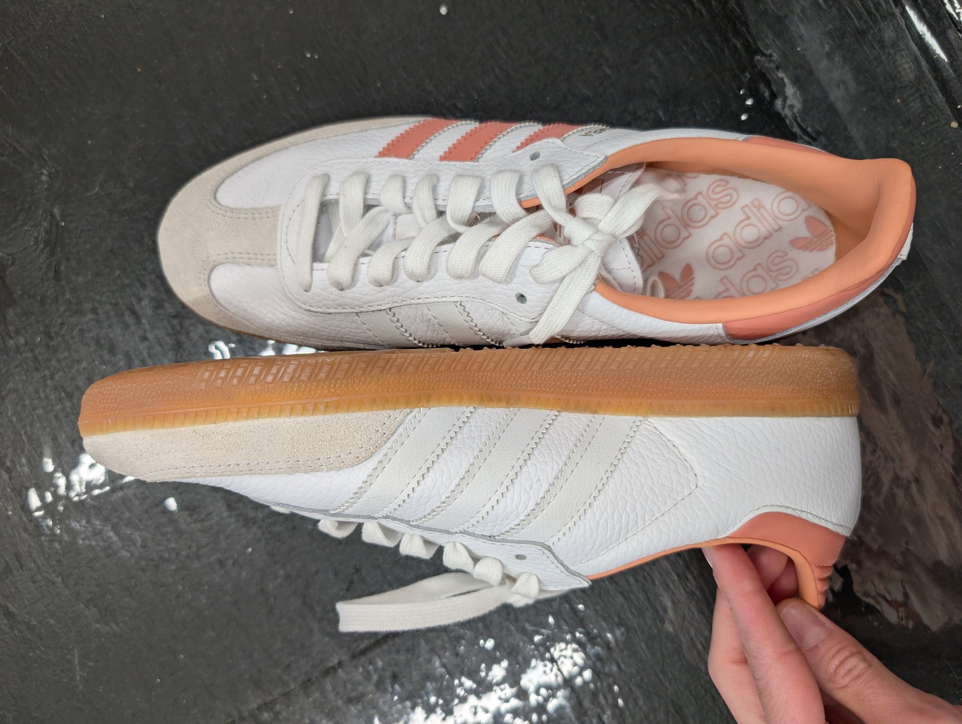 Adidas Originals White and Peach Trainers 
