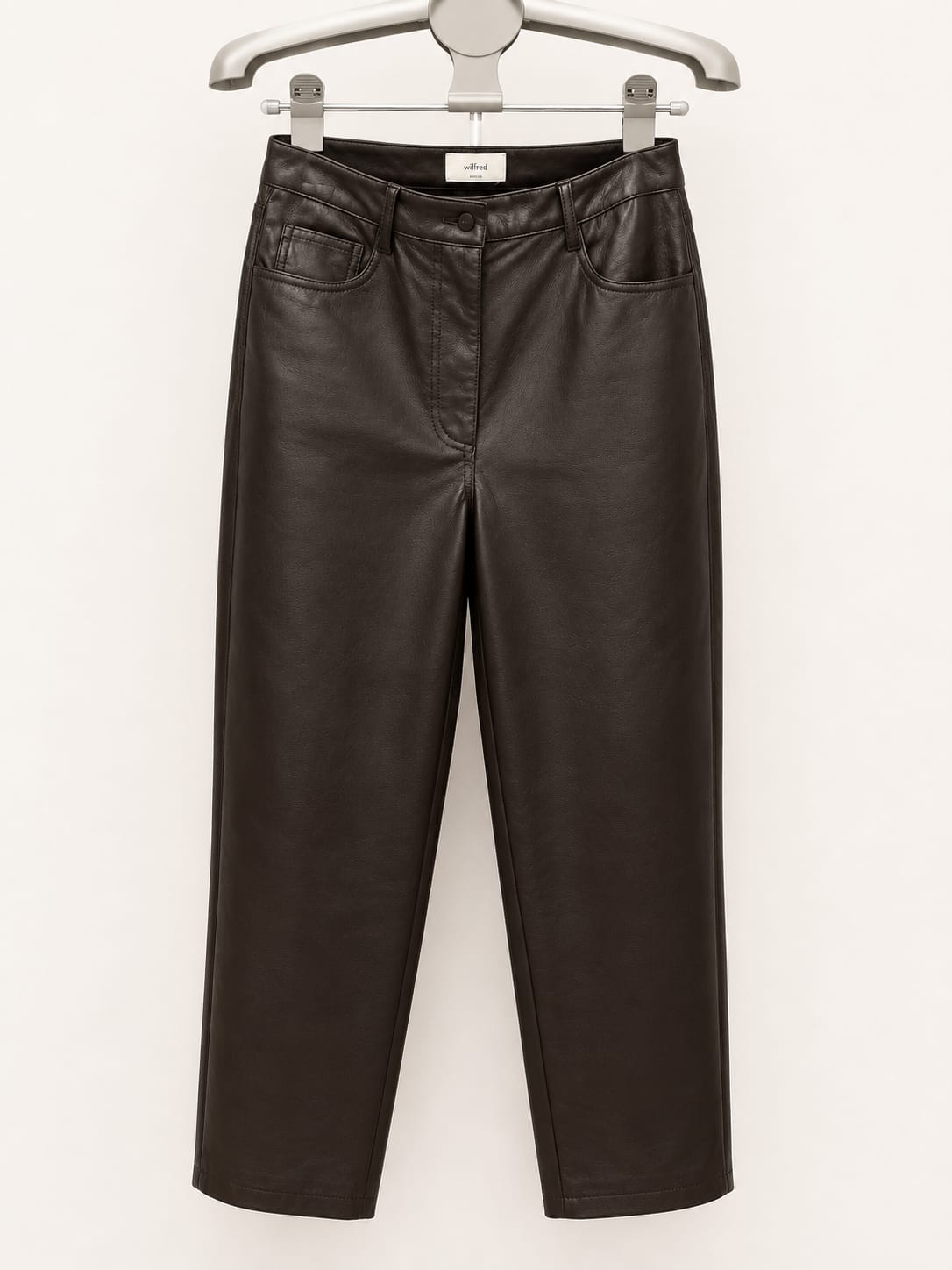 Wilfred Faux Leather Straight Leg Pants - Brown, Size 4