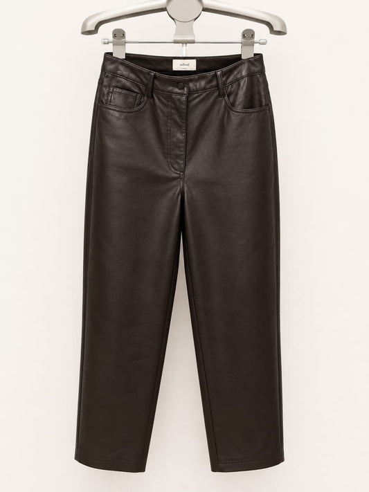 Wilfred Faux Leather Straight Leg Pants - Brown, Size 4