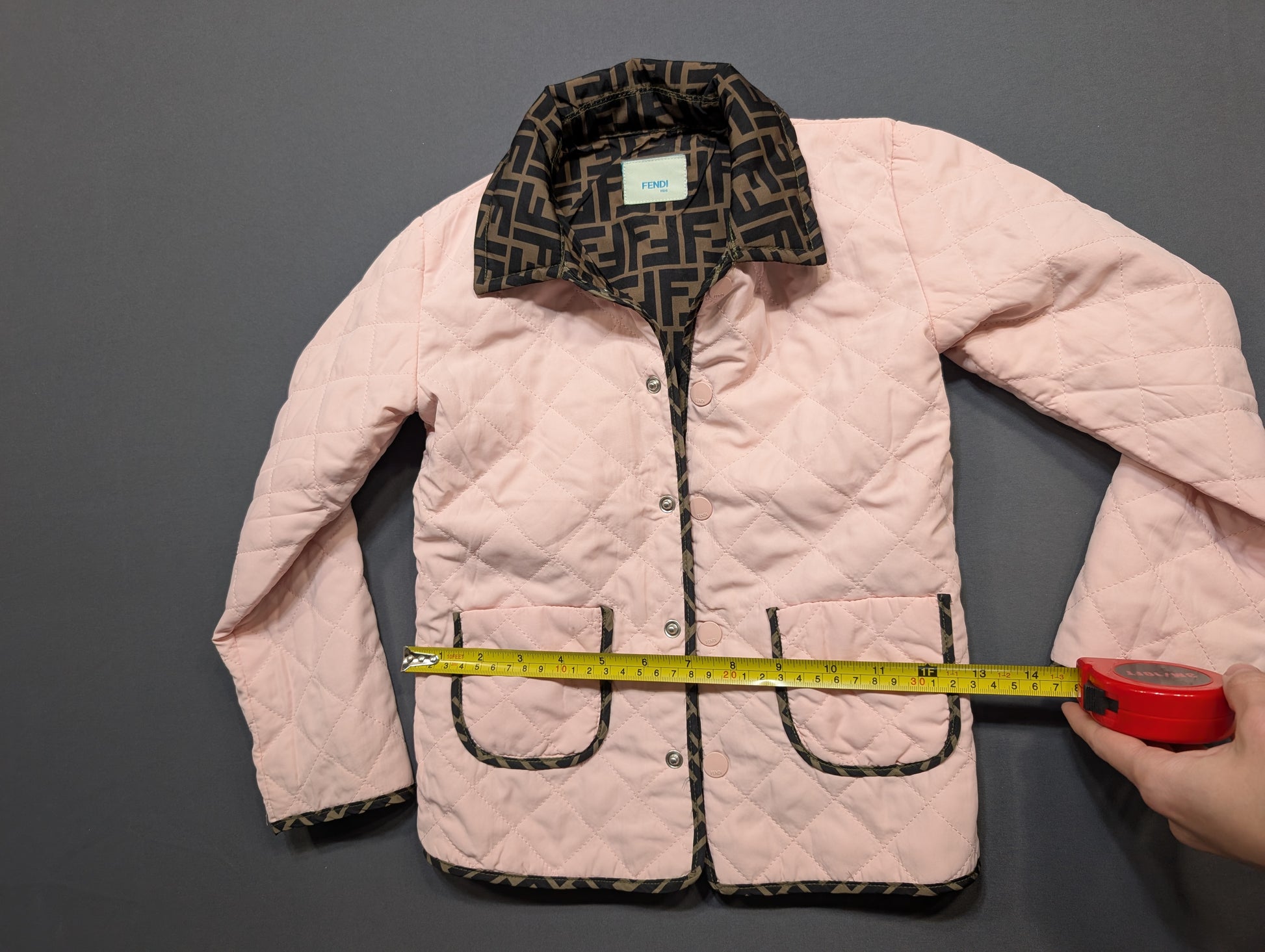 Fendi Kids Pink Quilted Jacket, Size 4A