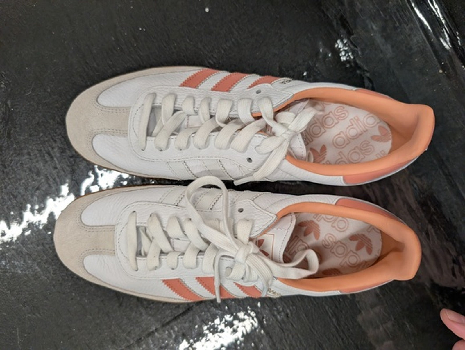 Adidas Originals White and Peach Trainers
