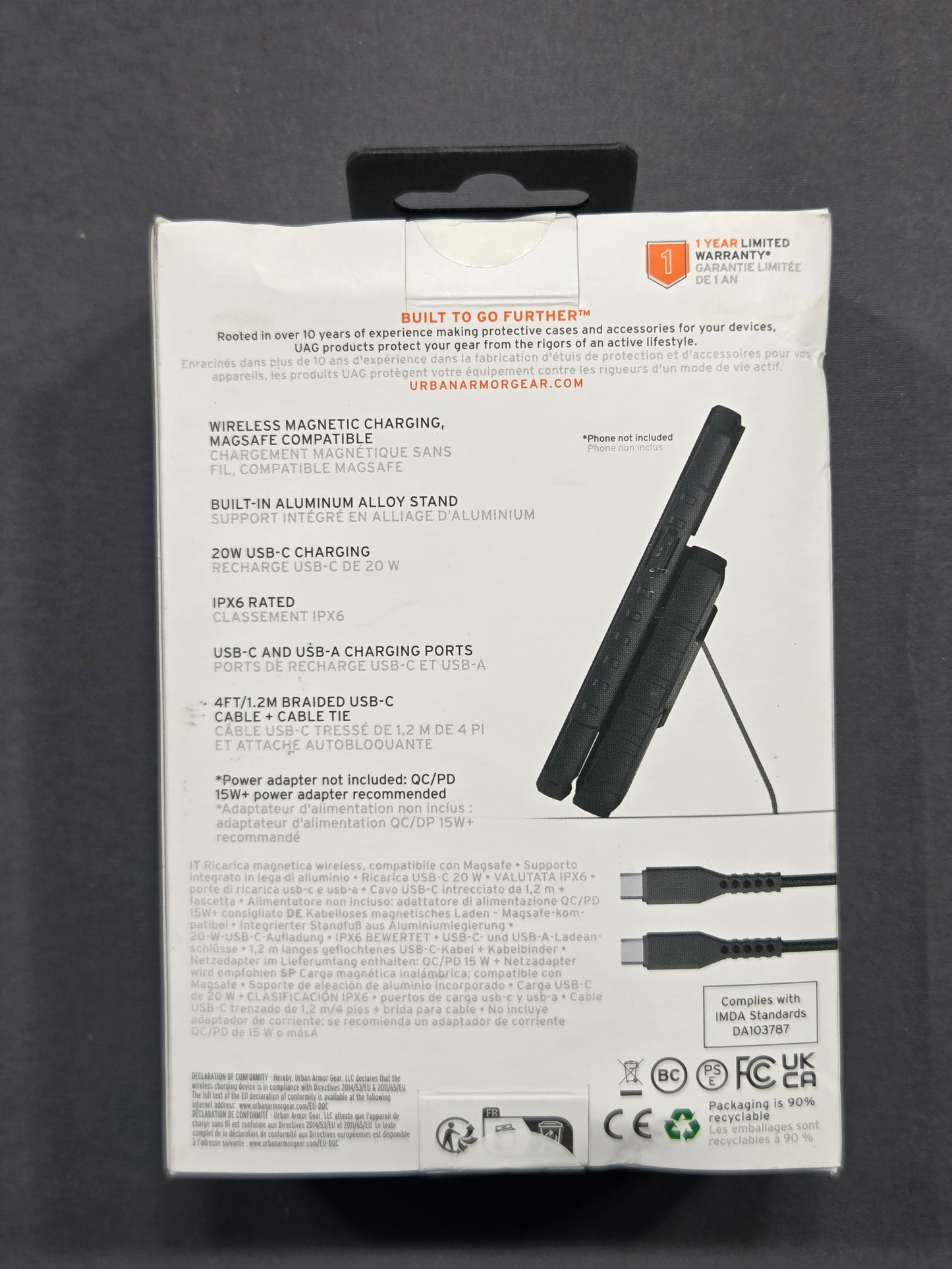 UAG Rugged Wireless MagSafe Power Bank + Stand 10000mAh 20W IPX6