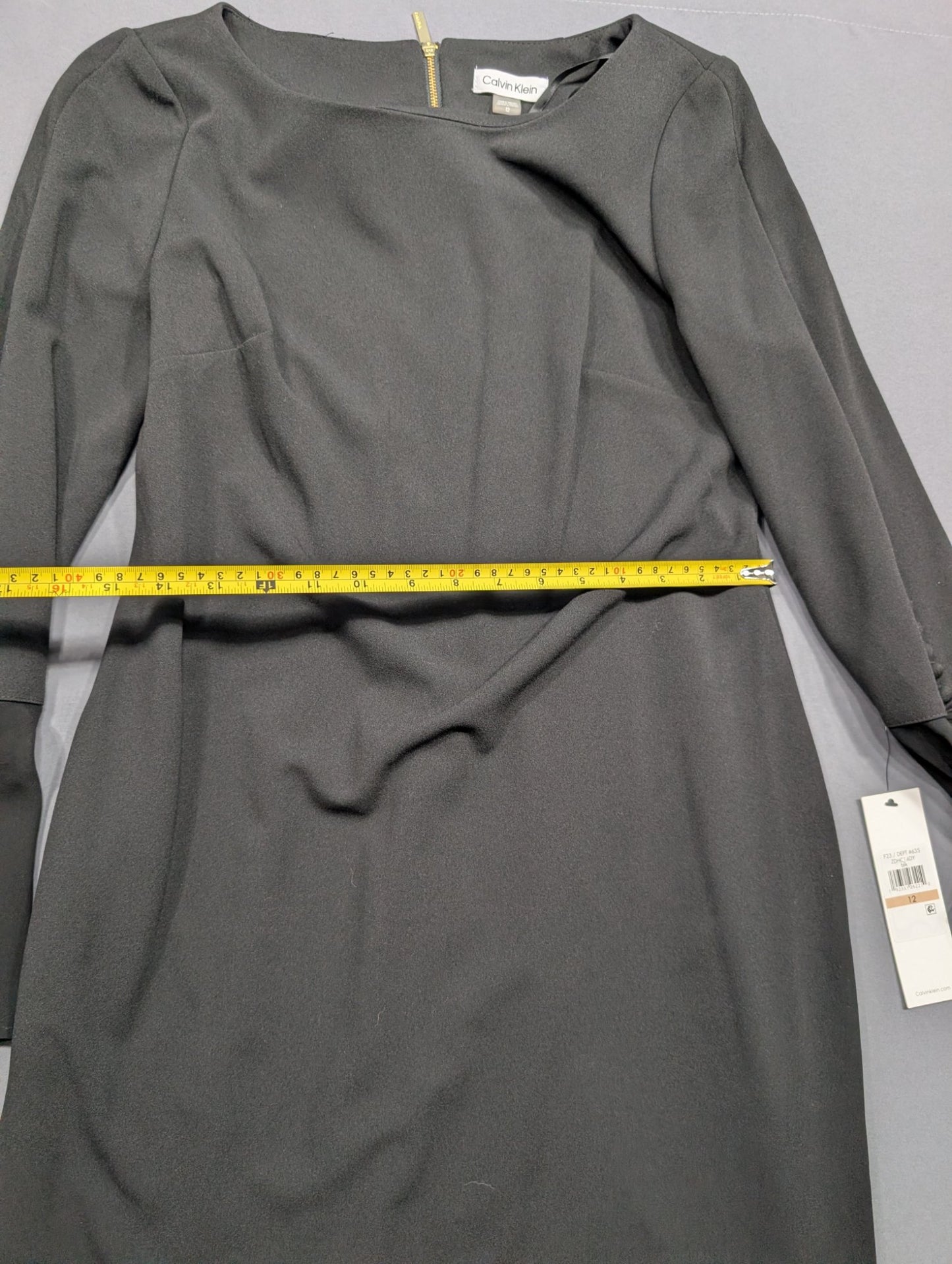 Calvin Klein Black Bell Sleeve Sheath Dress Size 12 NWT