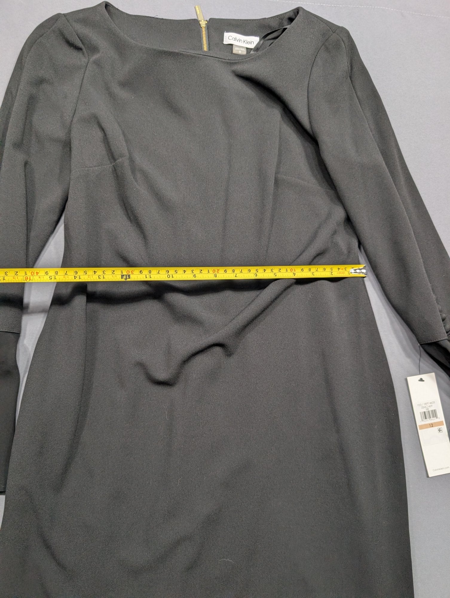 Calvin Klein Black Bell Sleeve Sheath Dress Size 12 NWT