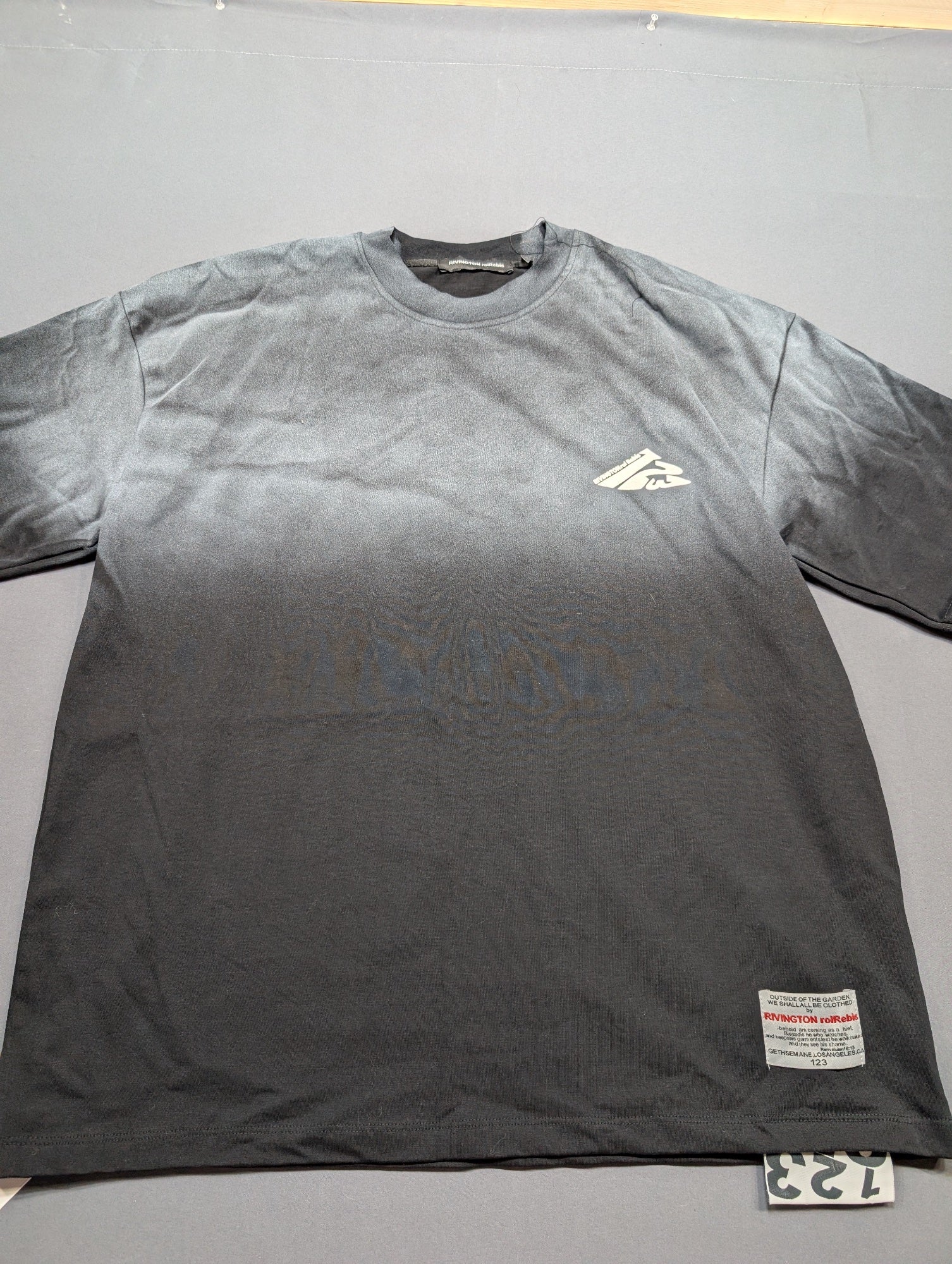 Rivington Roi Rebis Gymgno T-Shirt Gradient Dye Large Black Gray