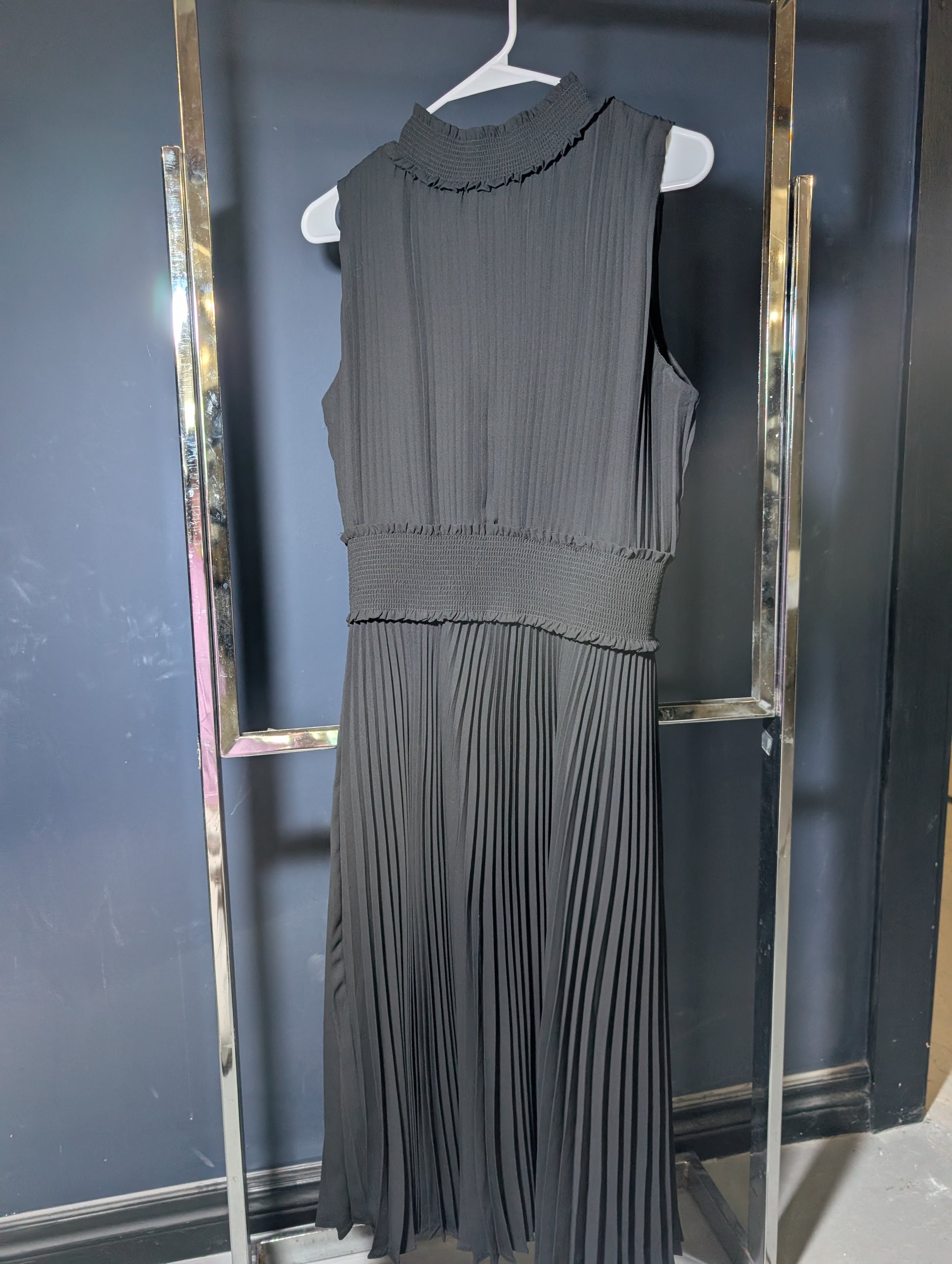 Nanette Lepore Black Pleated Midi Dress, Size 10