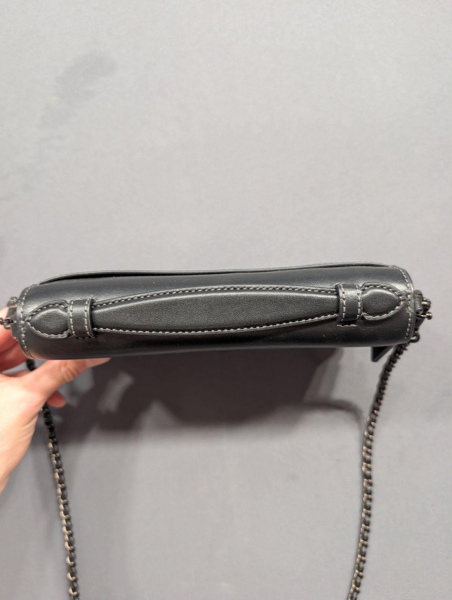 Coach Bandit Wallet on Chain Black Leather Crossbody Bag