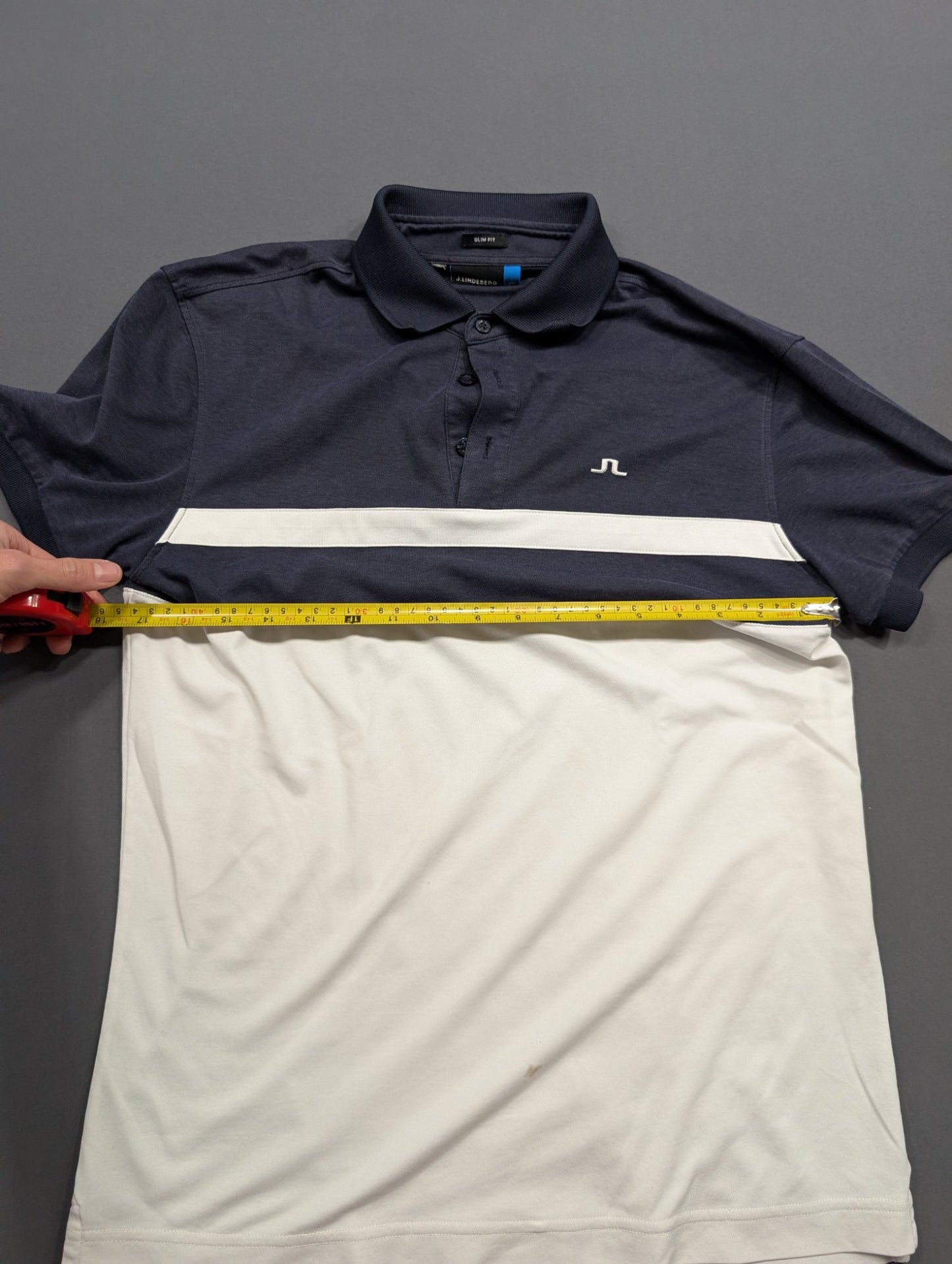 J.Lindeberg Slim Fit Golf Polo Shirt Navy White Colorblock XL