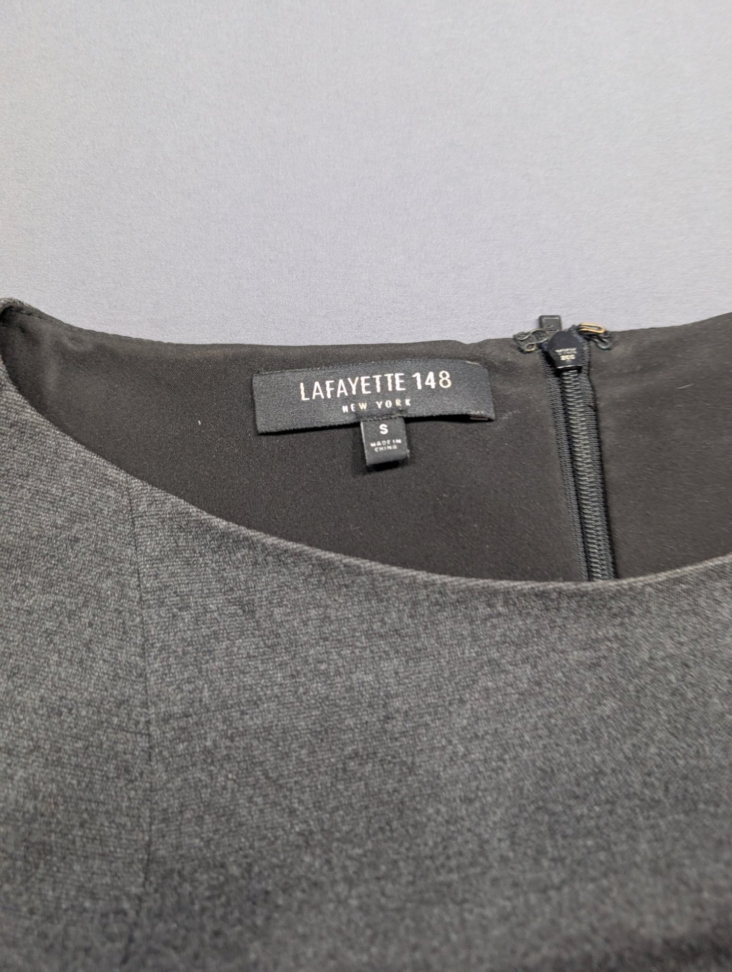 Lafayette 148 NY Gray Bell Sleeve Shift Dress Size S