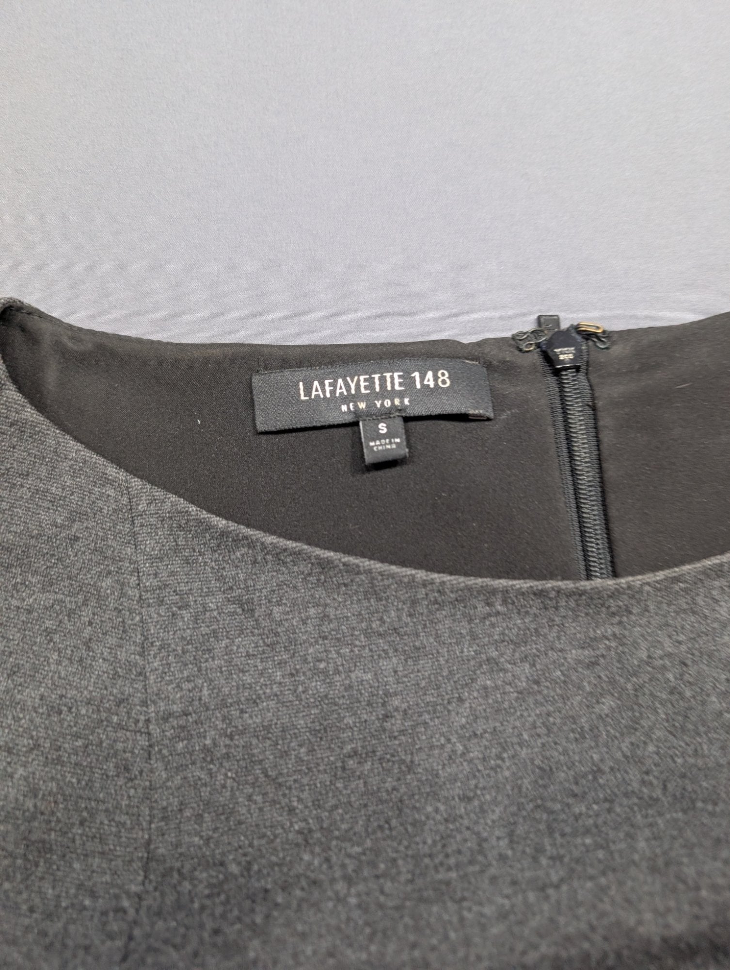 Lafayette 148 NY Gray Bell Sleeve Shift Dress Size S