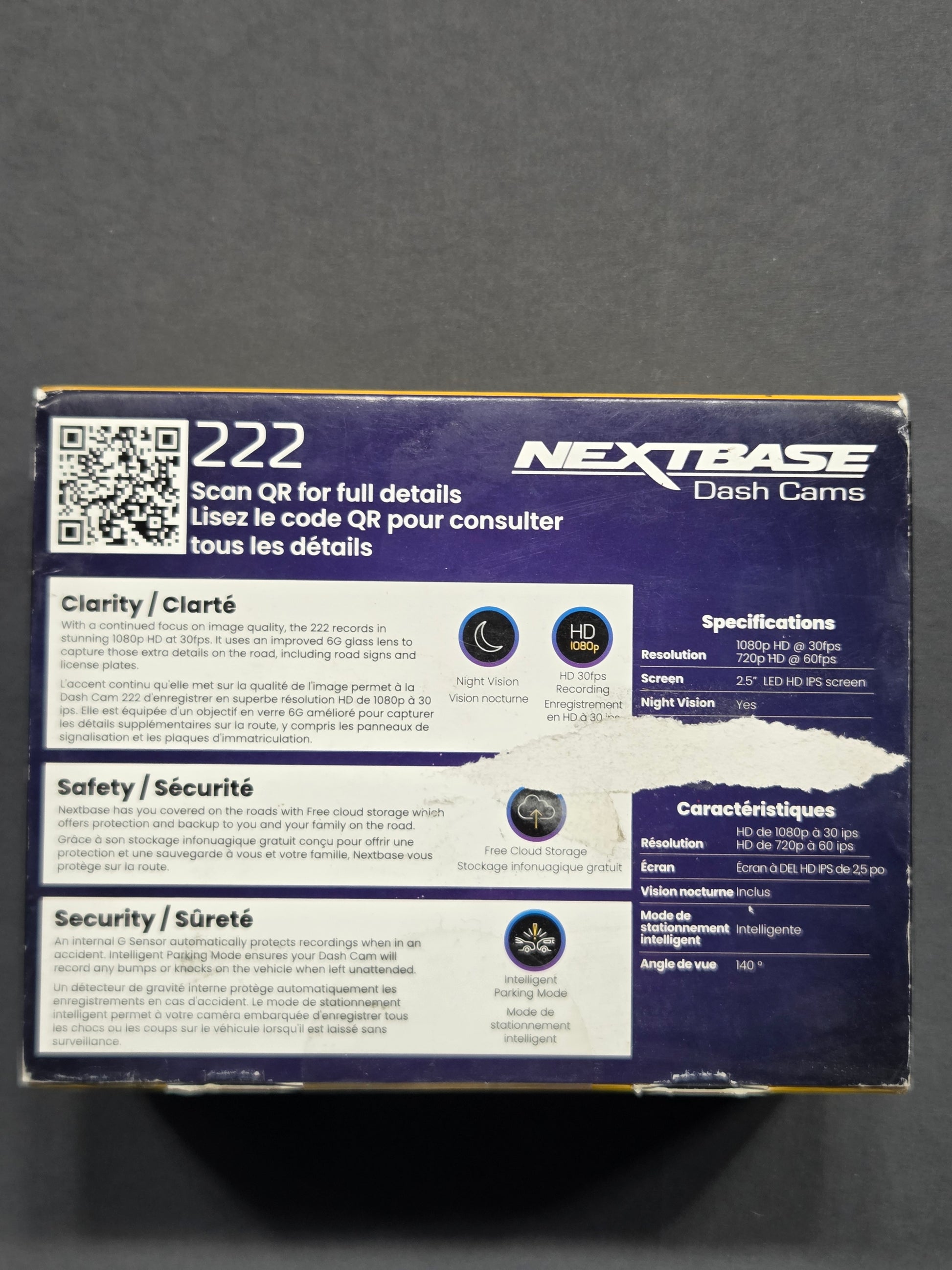 Nextbase 222 Dash Cam 1080p HD Night Vision 2.5" Screen 140°