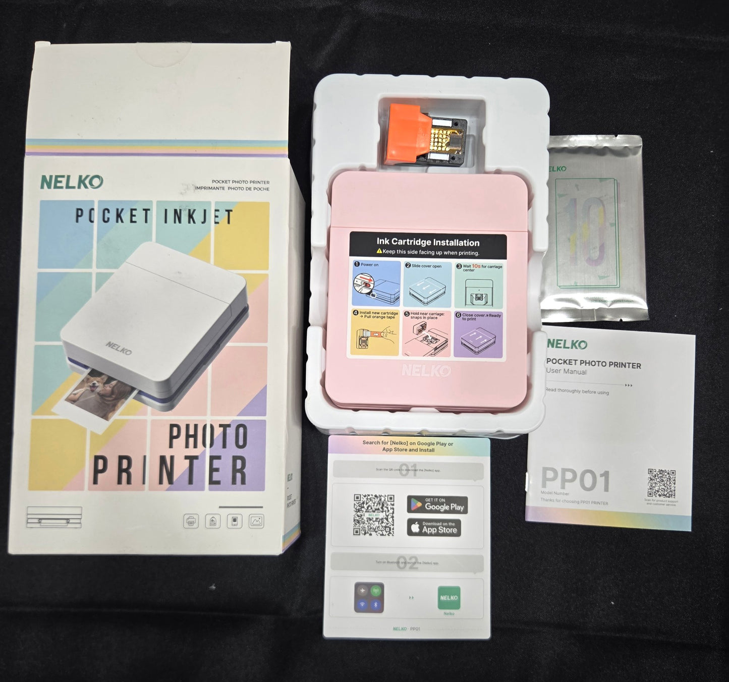 Nelko PP01 Pocket Inkjet Photo Printer Bluetooth iOS Android Open Box
