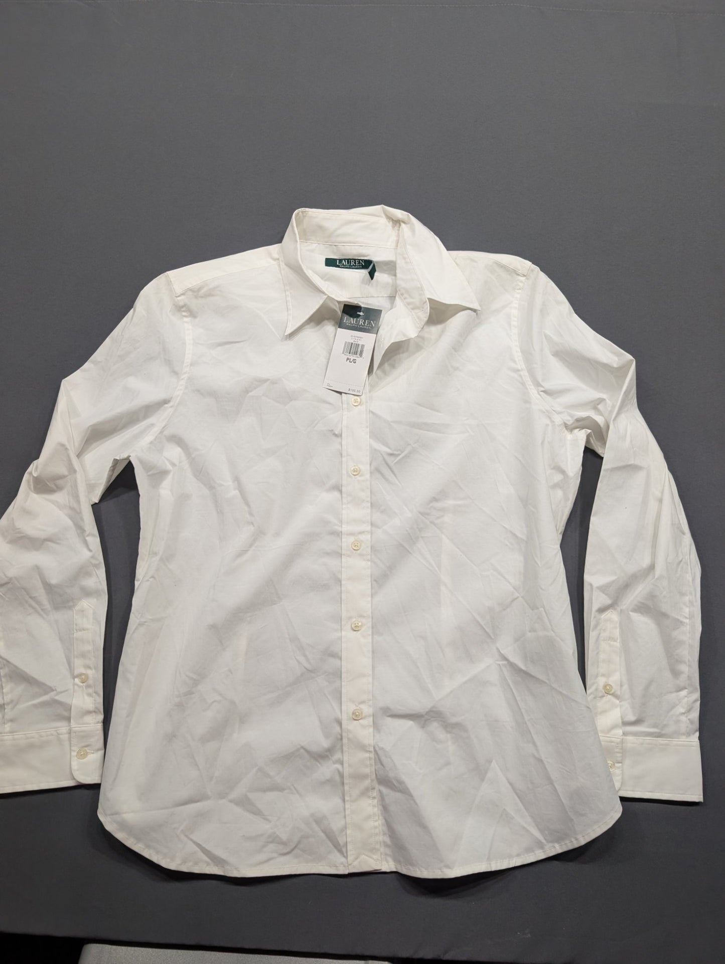 Lauren Ralph Lauren Petite Stretch Cotton Button-Down Shirt White PL/G
