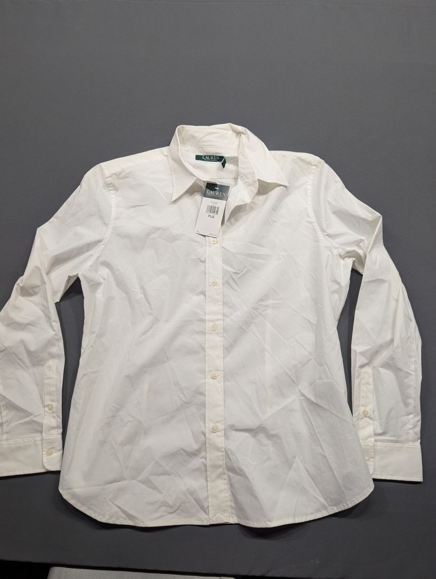 Lauren Ralph Lauren Petite Stretch Cotton Button-Down Shirt White PL/G